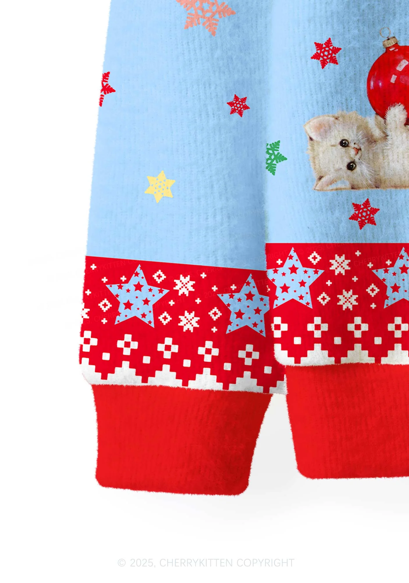Cat Mxxf Y2K Christmas Cardigan Knit Sweatshirt Cherrykitten - Image 6