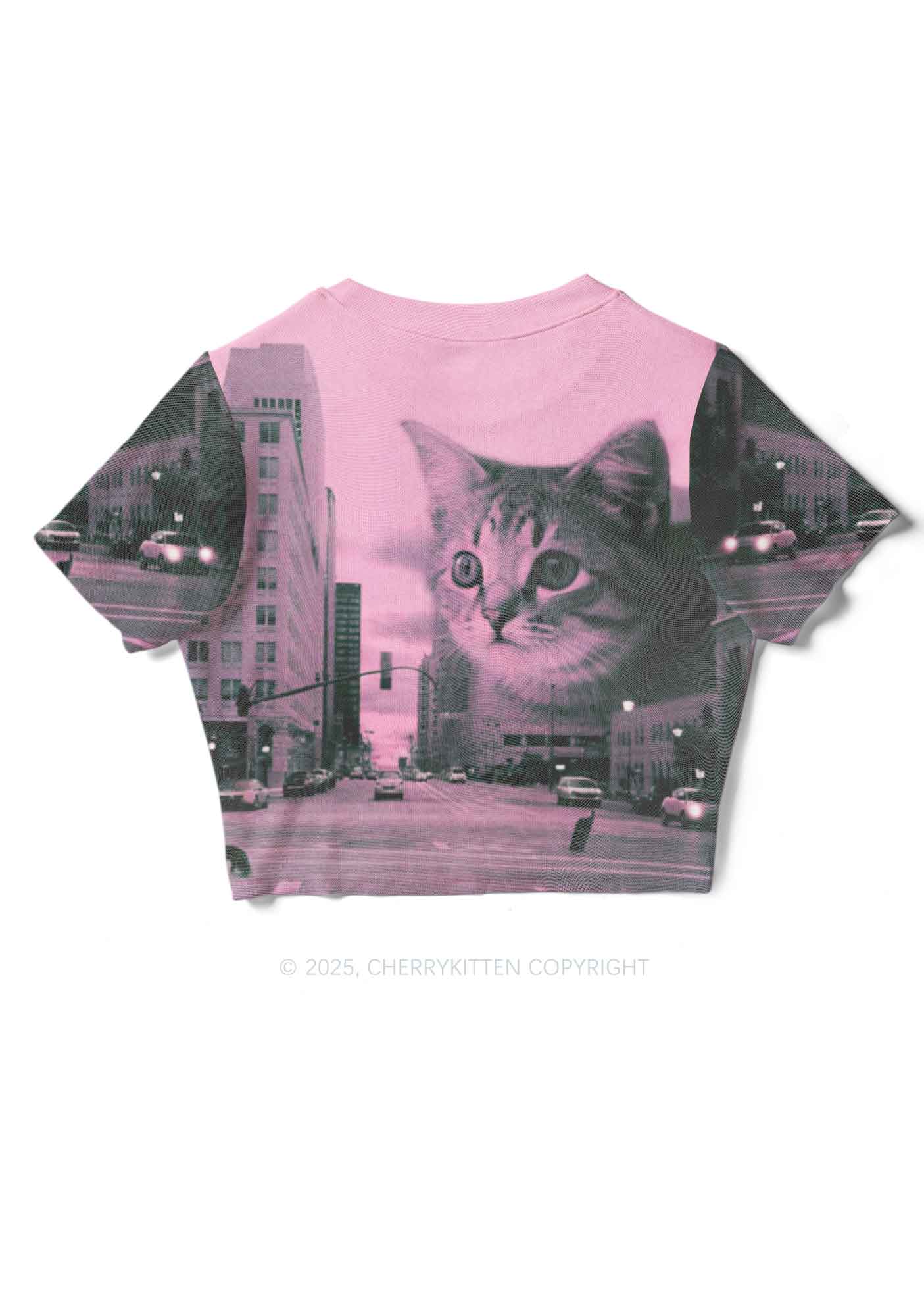 Cat Road Y2K Mesh Crop Top Cherrykitten - Image 2