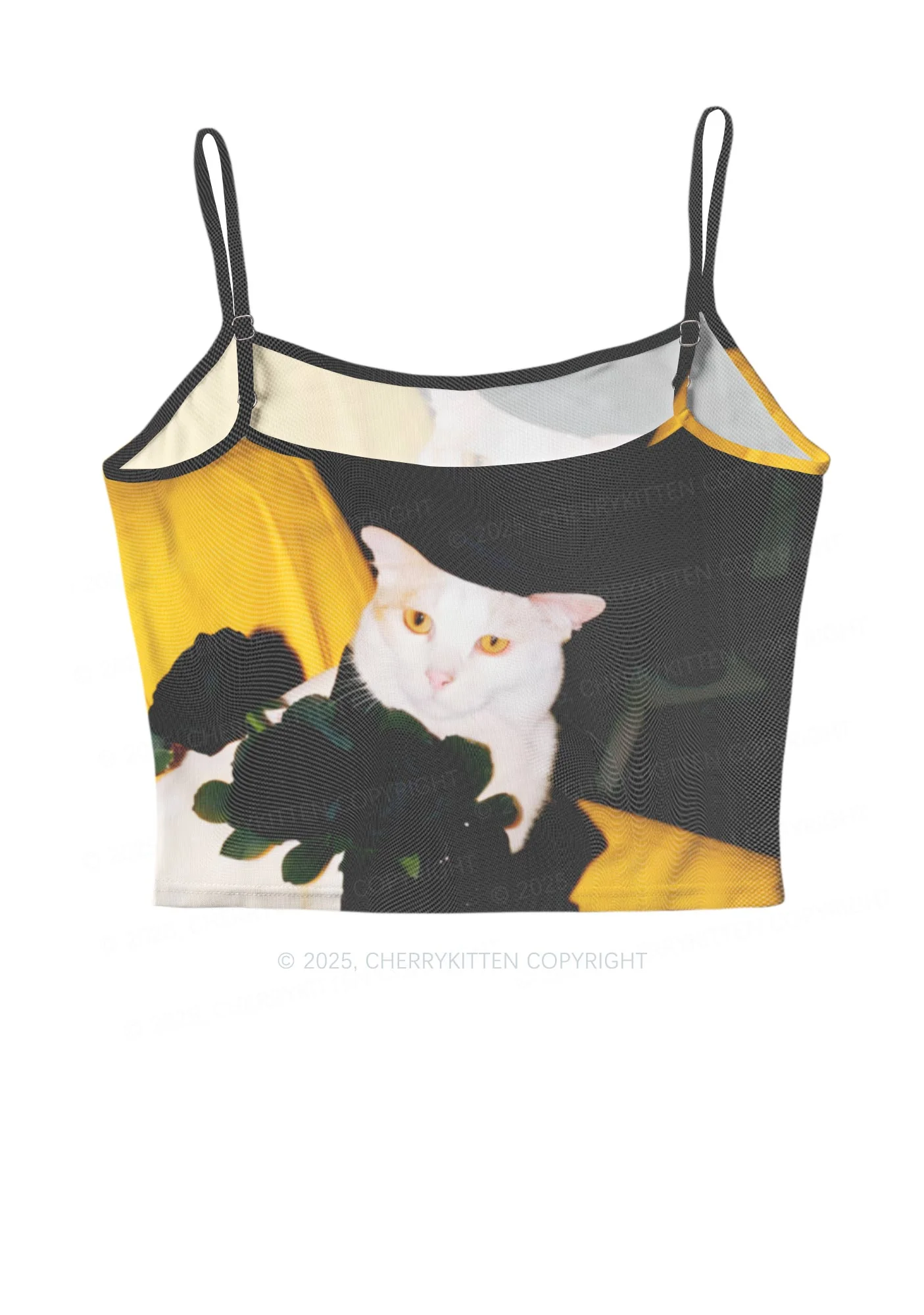 Cat With Black Roses Y2K Mesh Cami Tank Cherrykitten - Image 3
