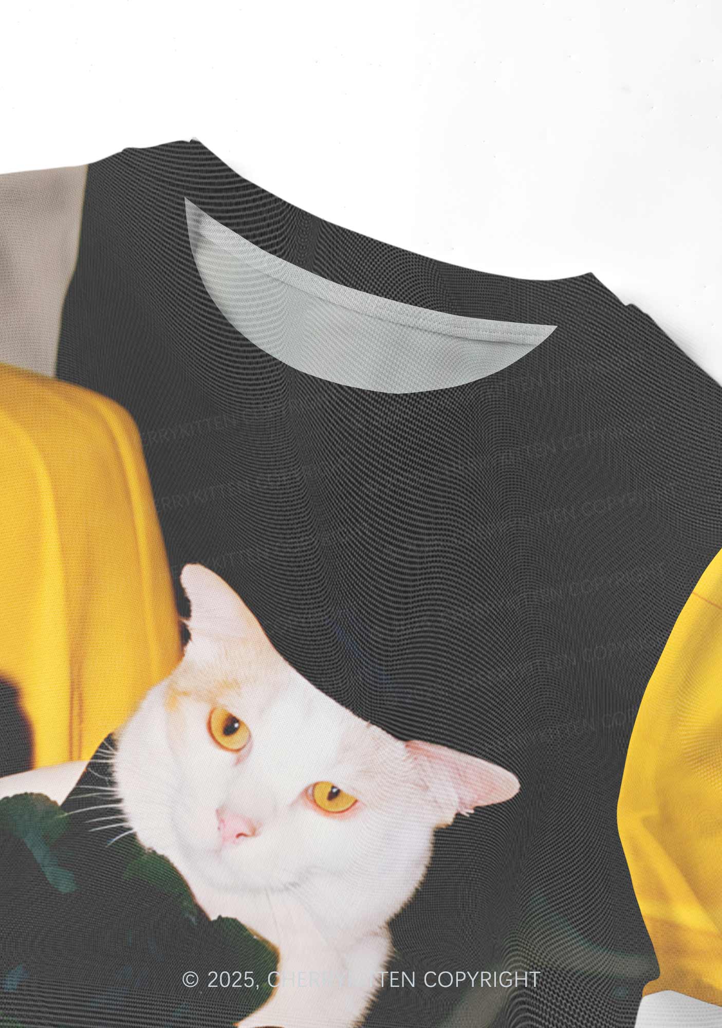 Cat With Black Roses Y2K Mesh Crop Top Cherrykitten - Image 3