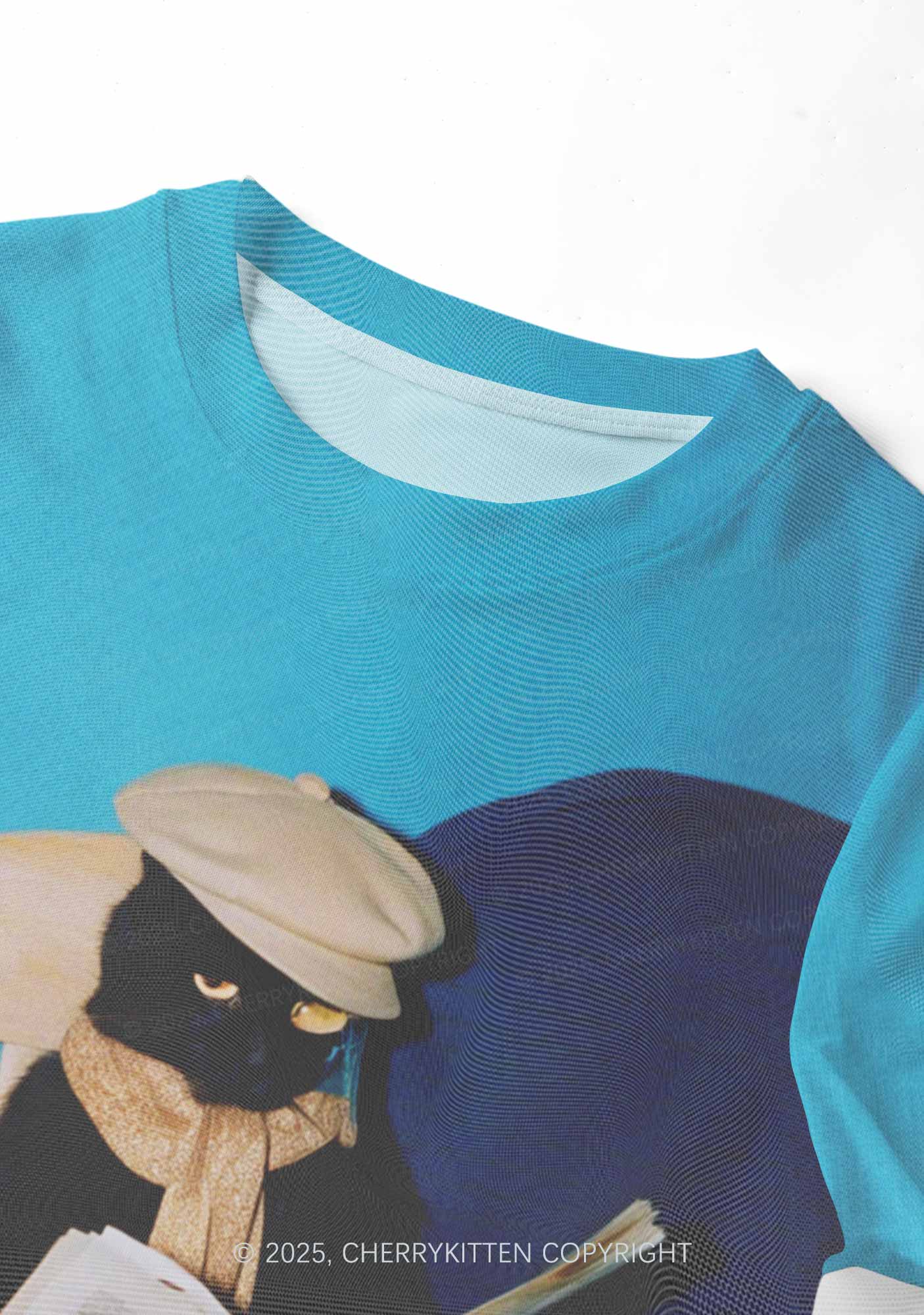 Cats Coffee Break Y2K Mesh Crop Top Cherrykitten - Image 3