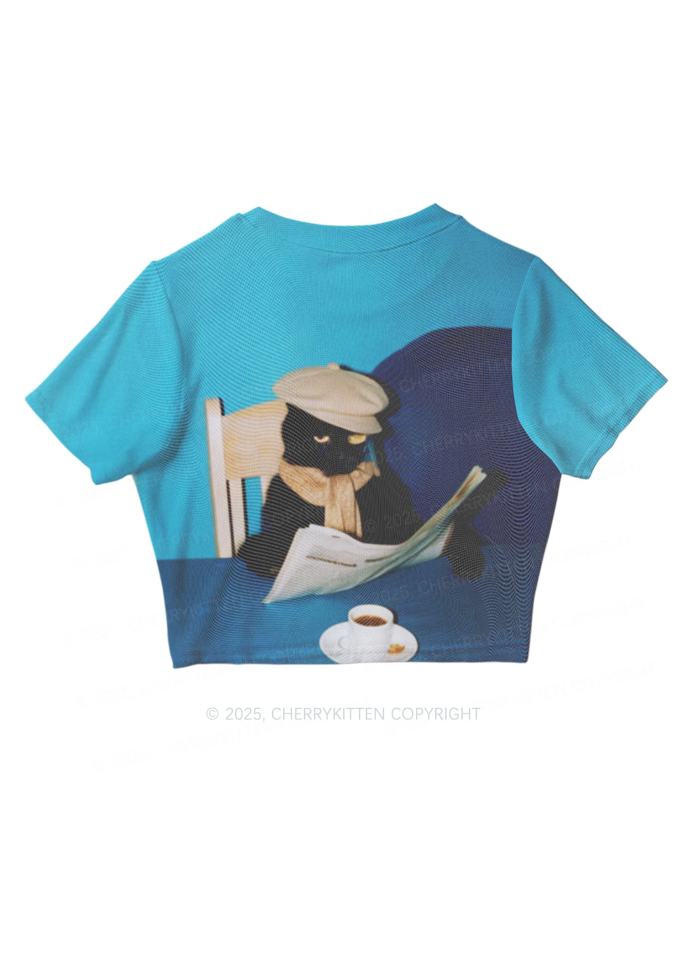 Cats Coffee Break Y2K Mesh Crop Top Cherrykitten - Image 5