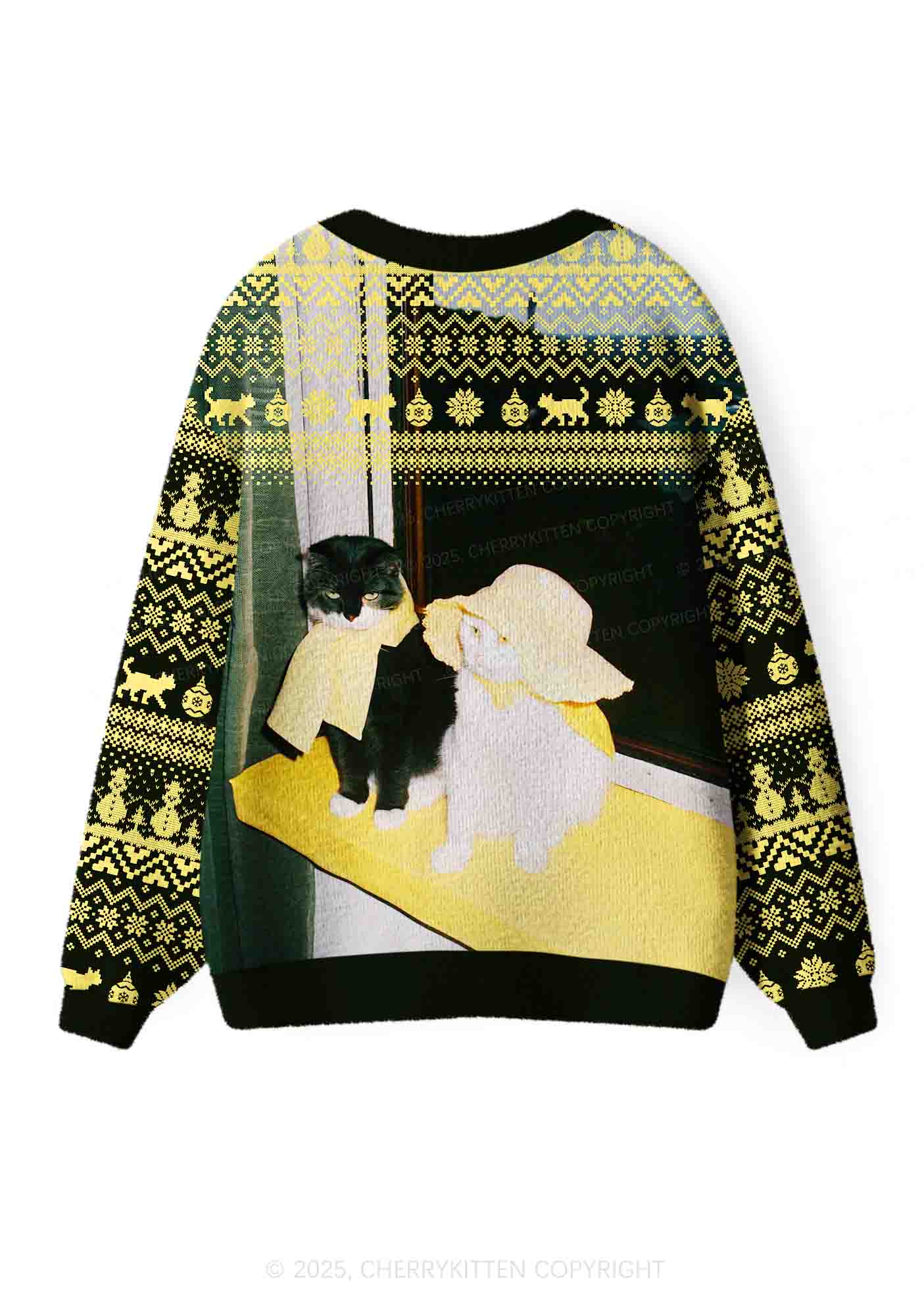 Cats Friend Y2K Christmas Cardigan Knit Sweatshirt Cherrykitten - Image 2
