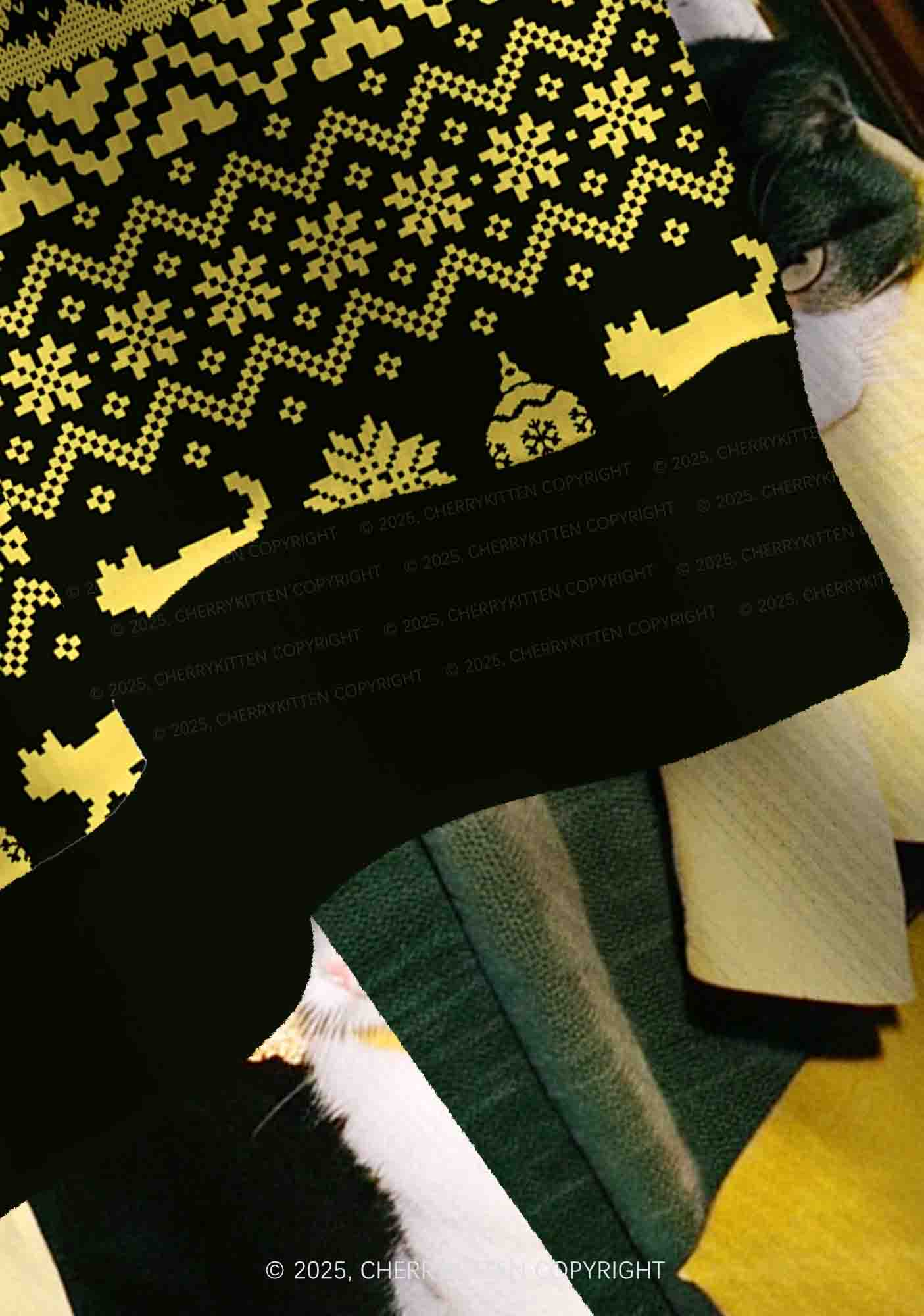 Cats Friend Y2K Christmas Cardigan Knit Sweatshirt Cherrykitten - Image 4