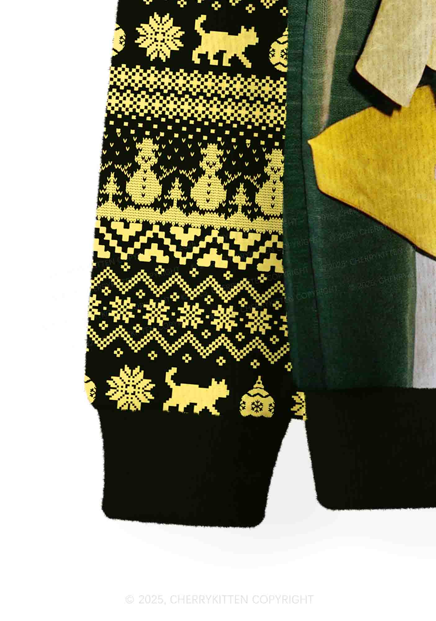 Cats Friend Y2K Christmas Cardigan Knit Sweatshirt Cherrykitten - Image 6