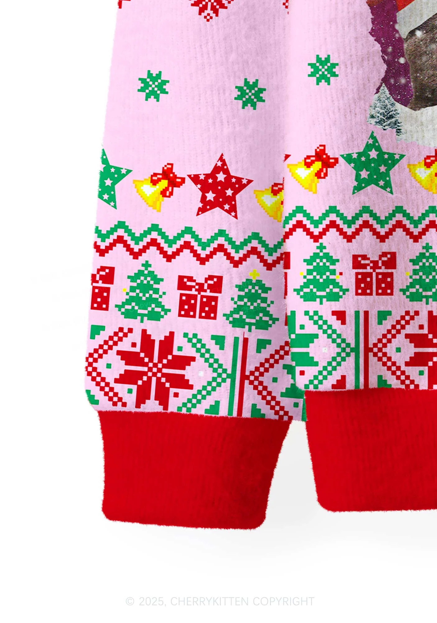 Cats Gift Y2K Christmas Cardigan Knit Sweatshirt Cherrykitten - Image 4