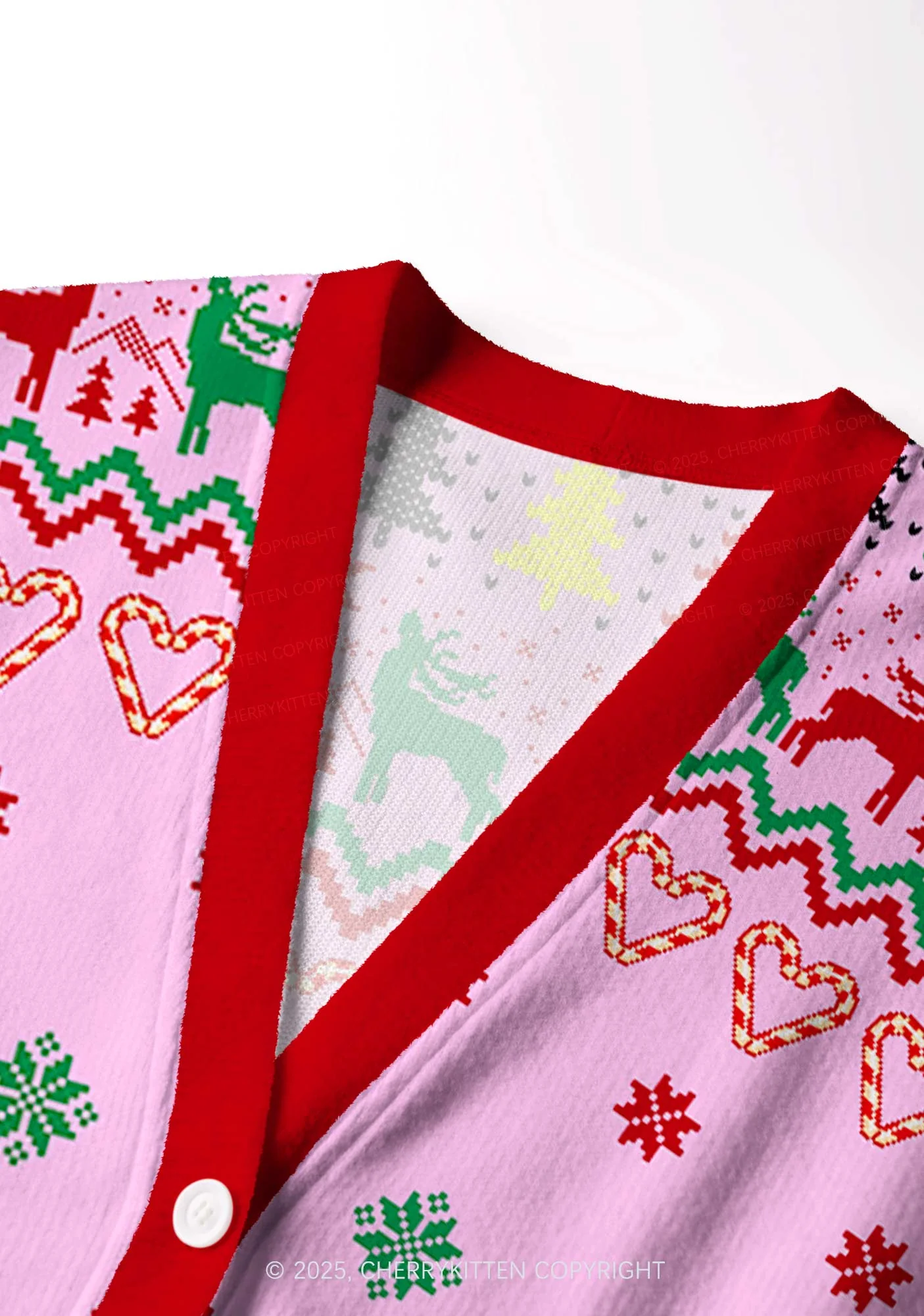 Cats Gift Y2K Christmas Cardigan Knit Sweatshirt Cherrykitten - Image 5