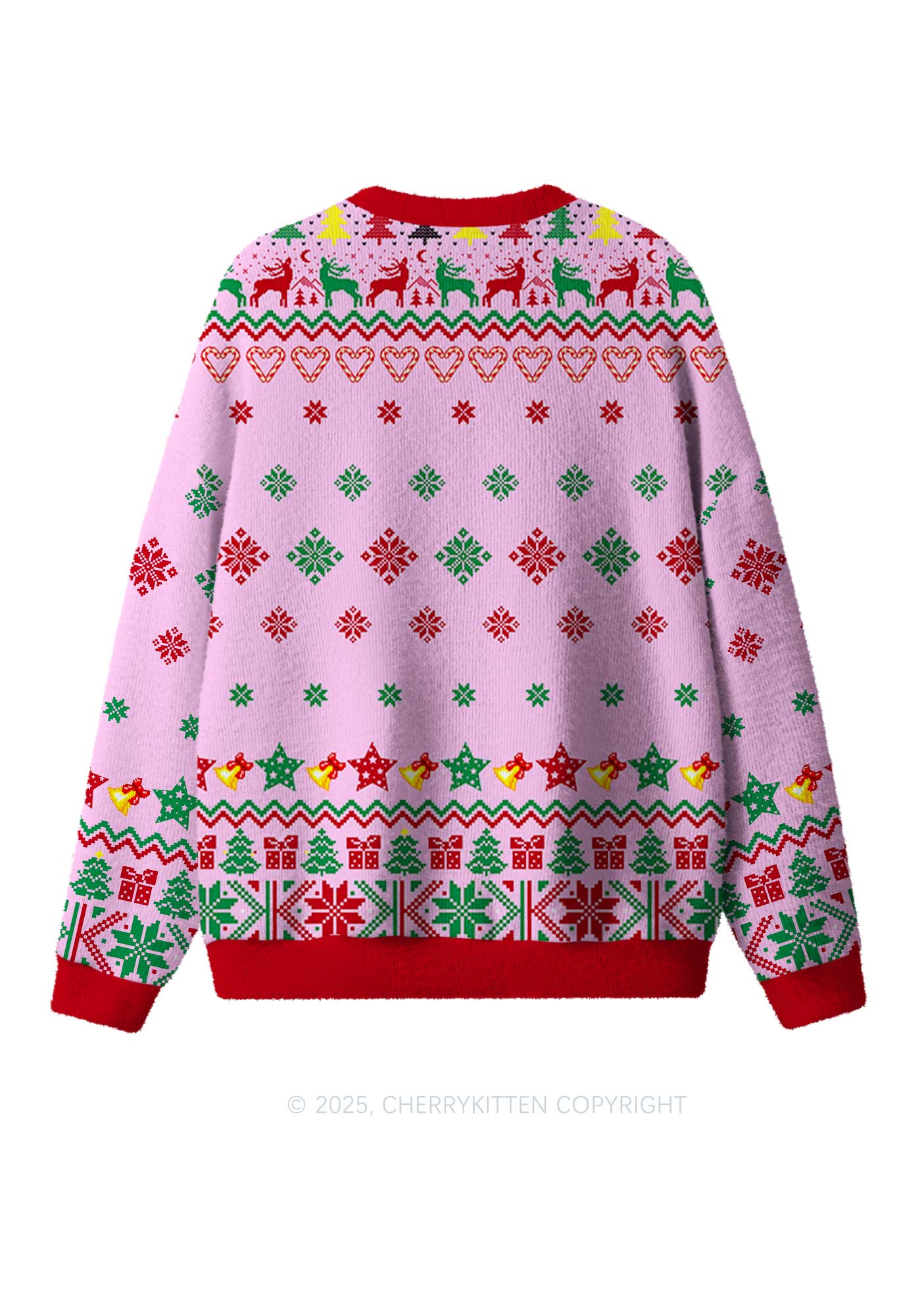 Cats Gift Y2K Christmas Knit Sweatshirt Cherrykitten - Image 2