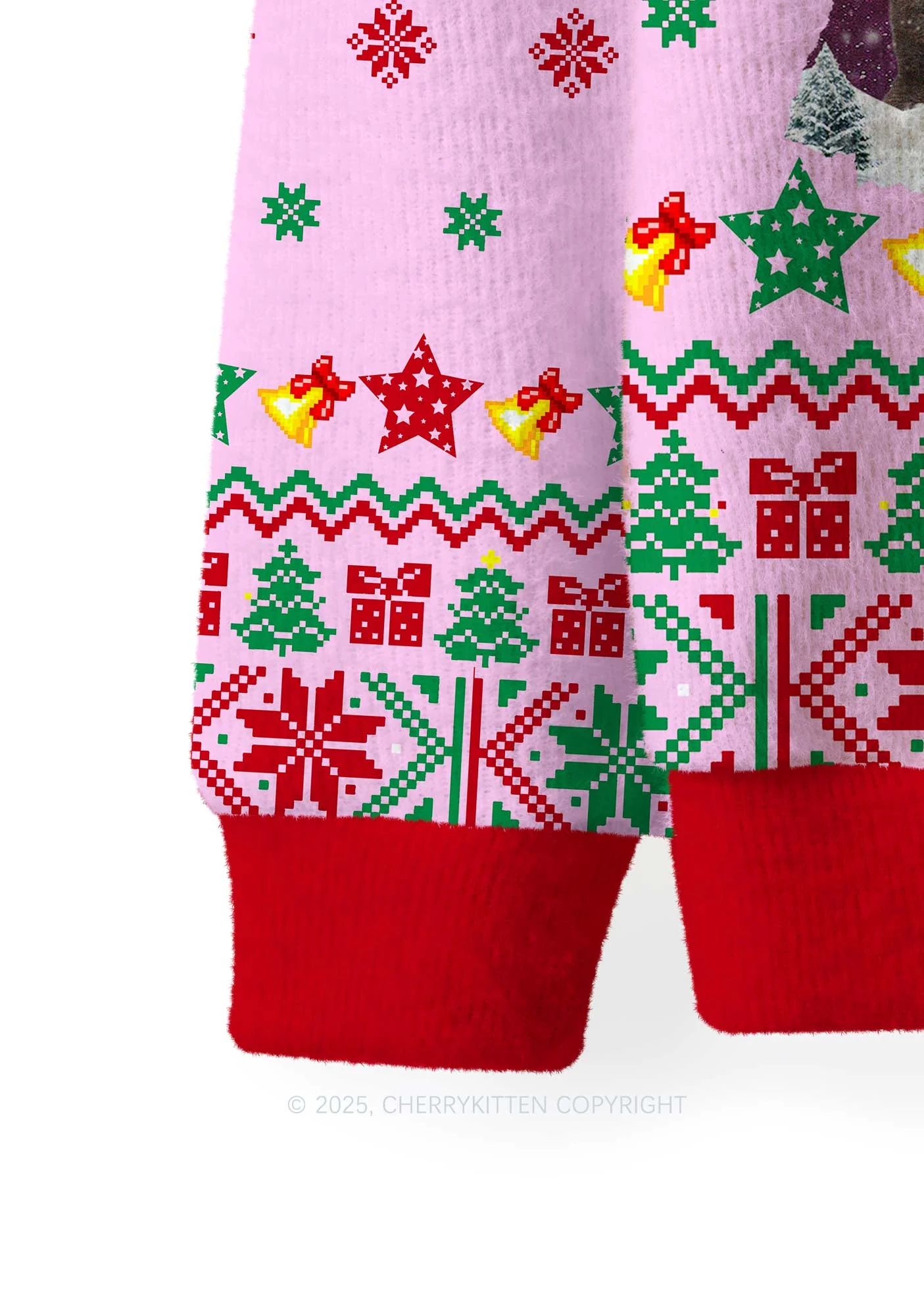 Cats Gift Y2K Christmas Knit Sweatshirt Cherrykitten - Image 4