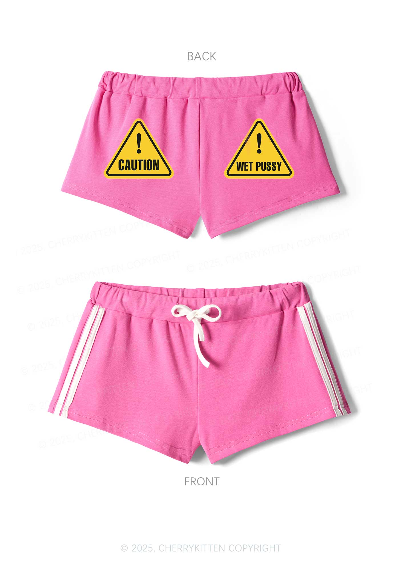 Caution Wet Puxxy Y2K Drawstring Mini Shorts Cherrykitten - Image 3