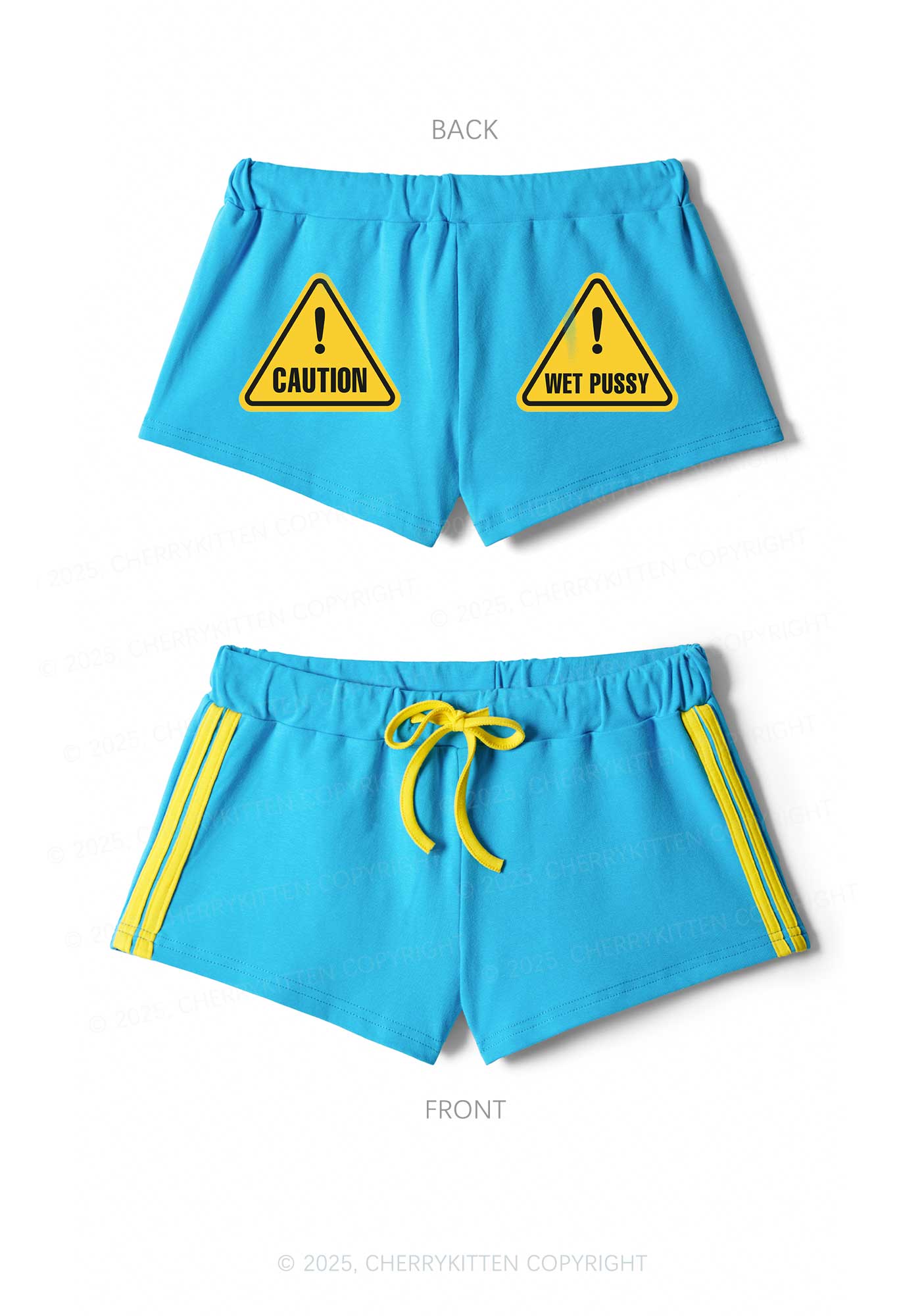 Caution Wet Puxxy Y2K Drawstring Mini Shorts Cherrykitten - Image 4