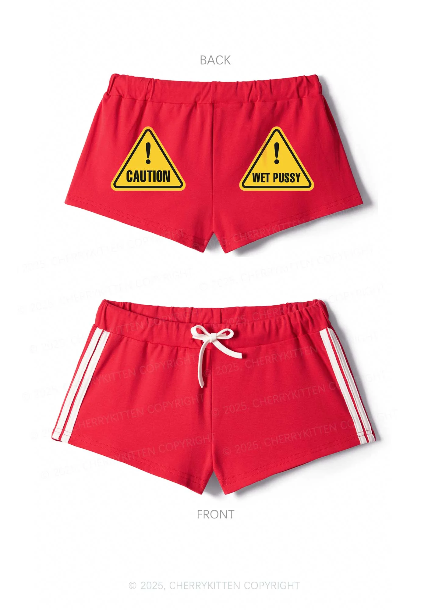 Caution Wet Puxxy Y2K Drawstring Mini Shorts Cherrykitten - Image 5