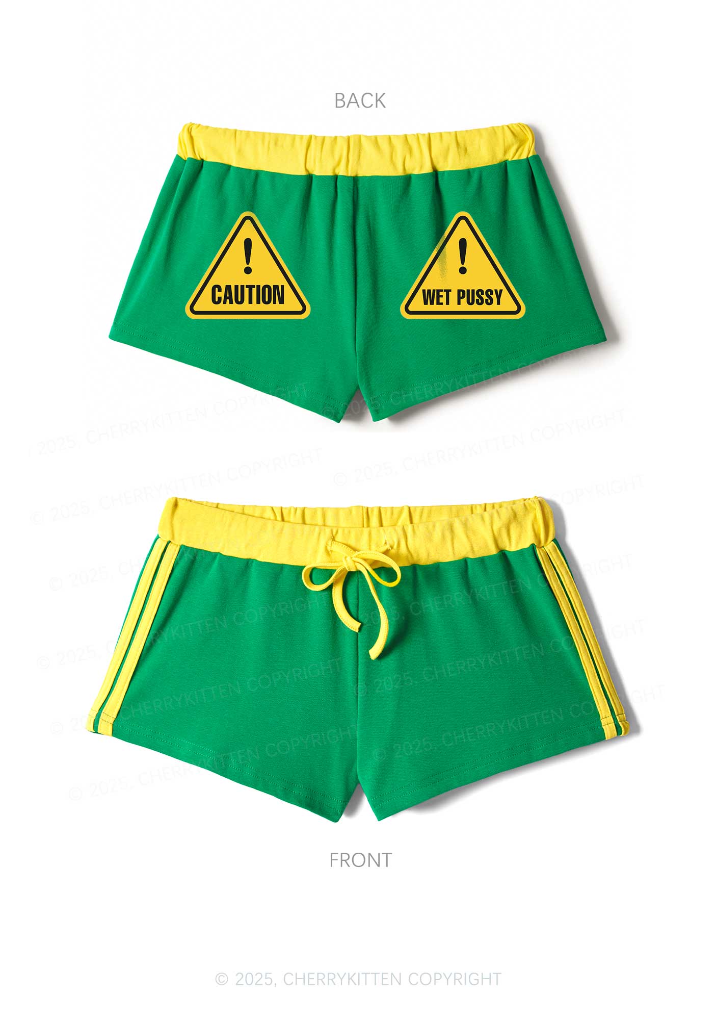 Caution Wet Puxxy Y2K Drawstring Mini Shorts Cherrykitten - Image 6