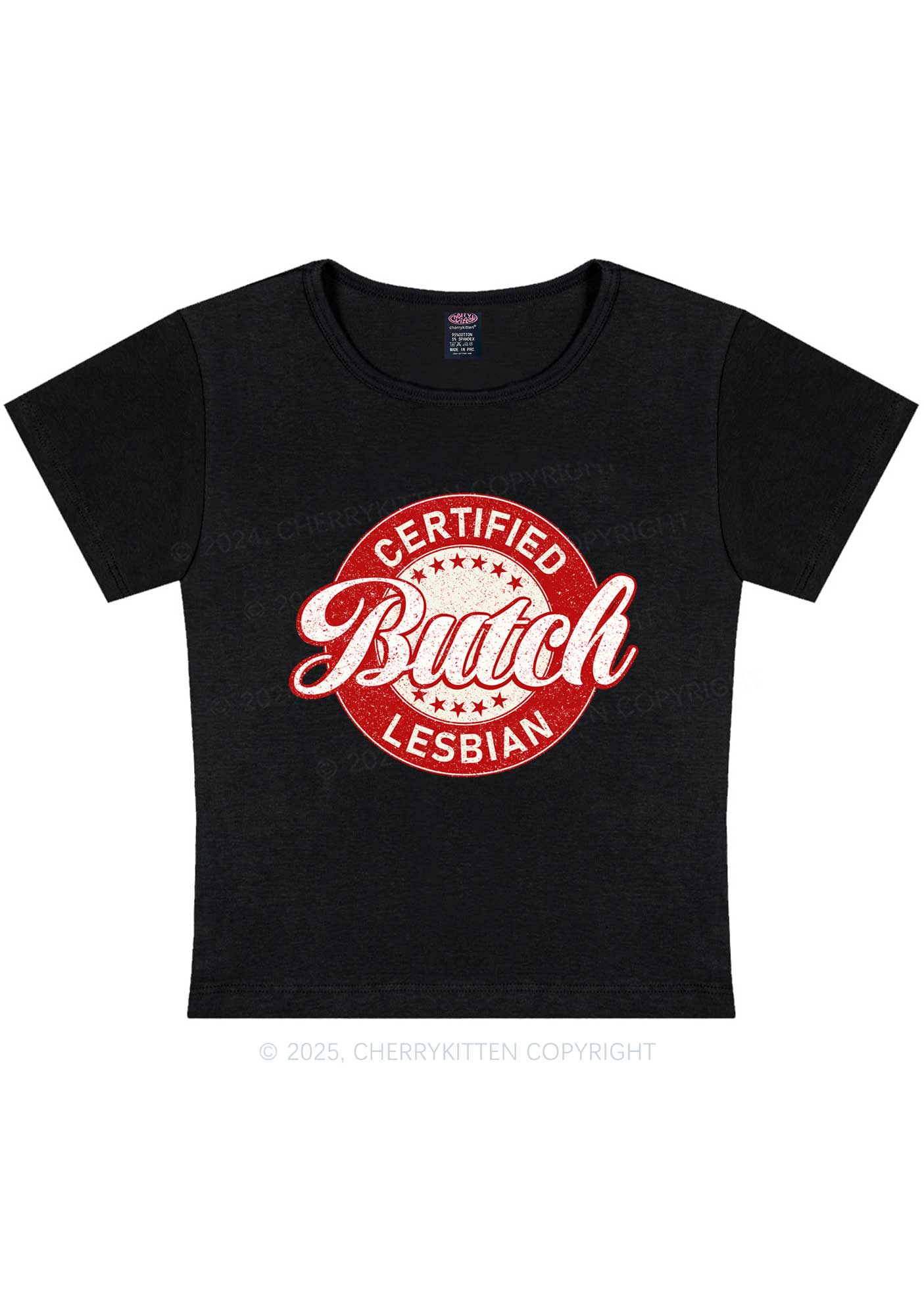 Certified Butch Lesbian Y2K Baby Tee Cherrykitten - Image 3
