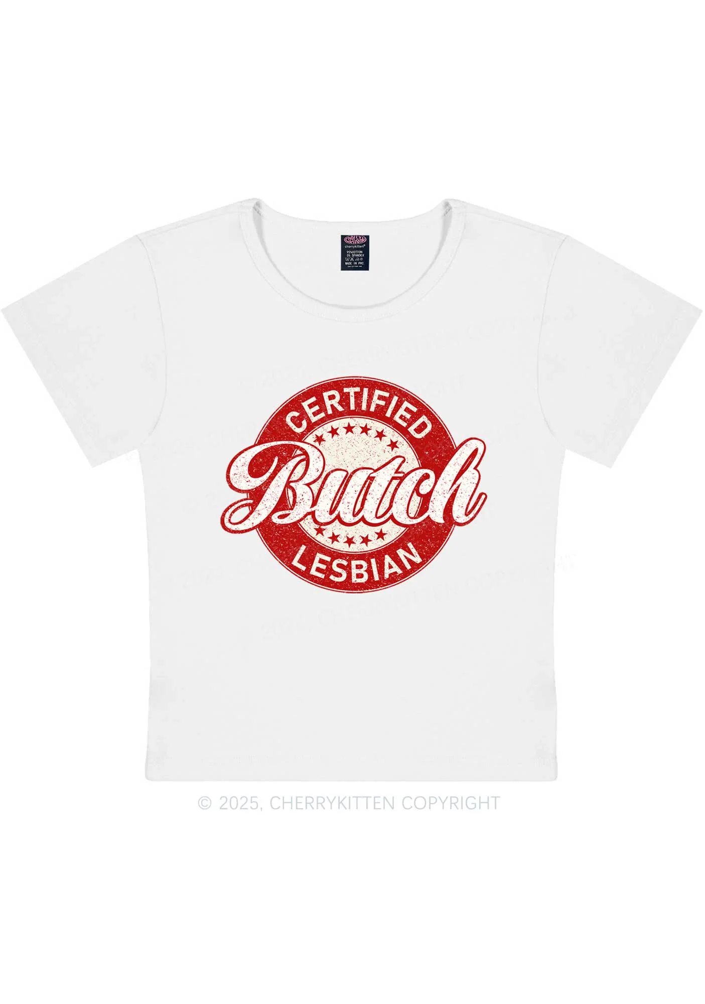 Certified Butch Lesbian Y2K Baby Tee Cherrykitten - Image 4