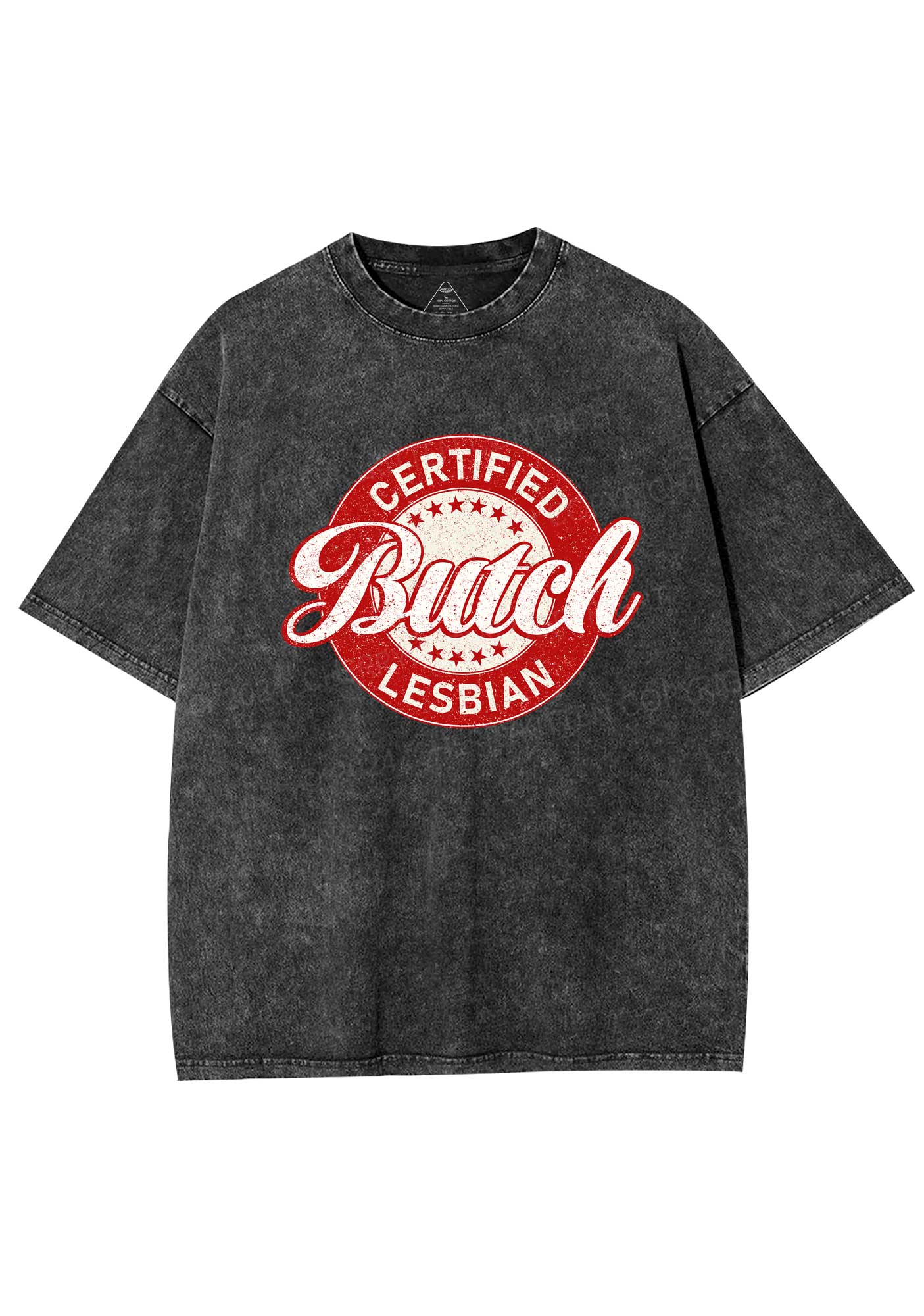 Certified Butch Lesbian Y2K Shirts Washed Tee Cherrykitten - Image 3