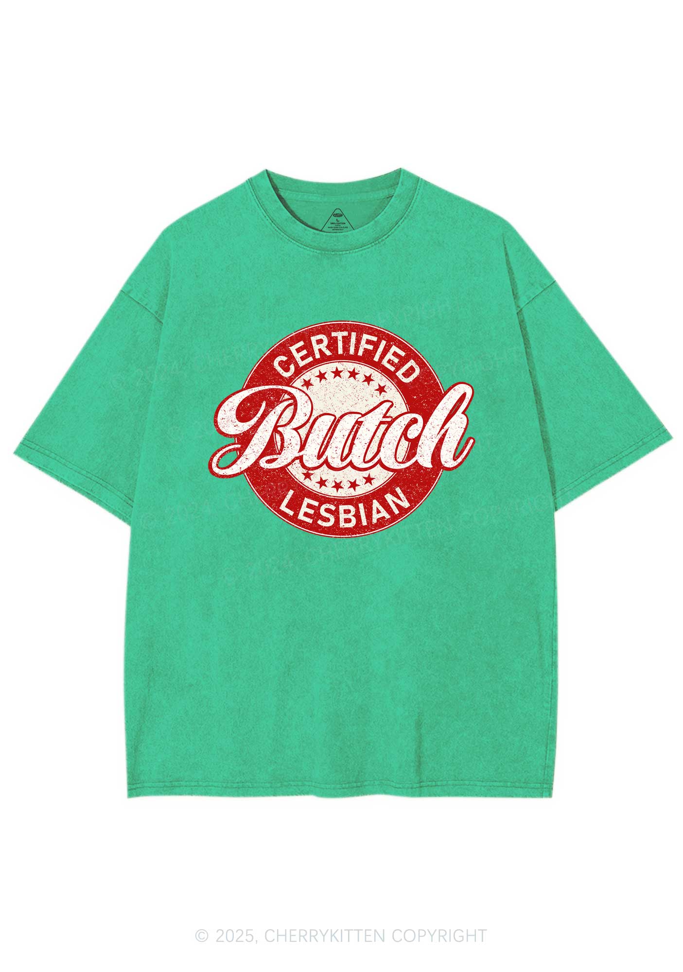 Certified Butch Lesbian Y2K Shirts Washed Tee Cherrykitten - Image 6
