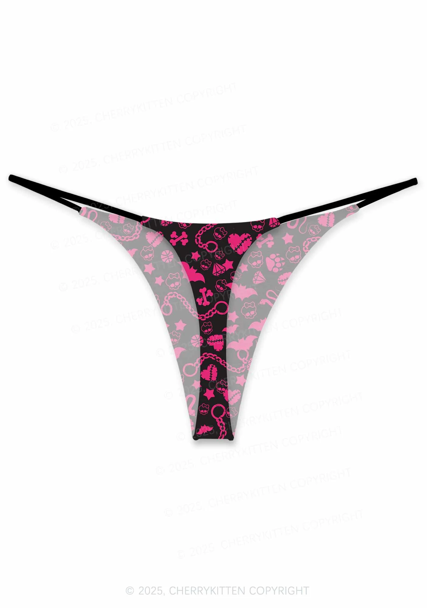 Chains And Bats Valentine's Day Y2K Print Couples Thong Set Cherrykitten - Image 3