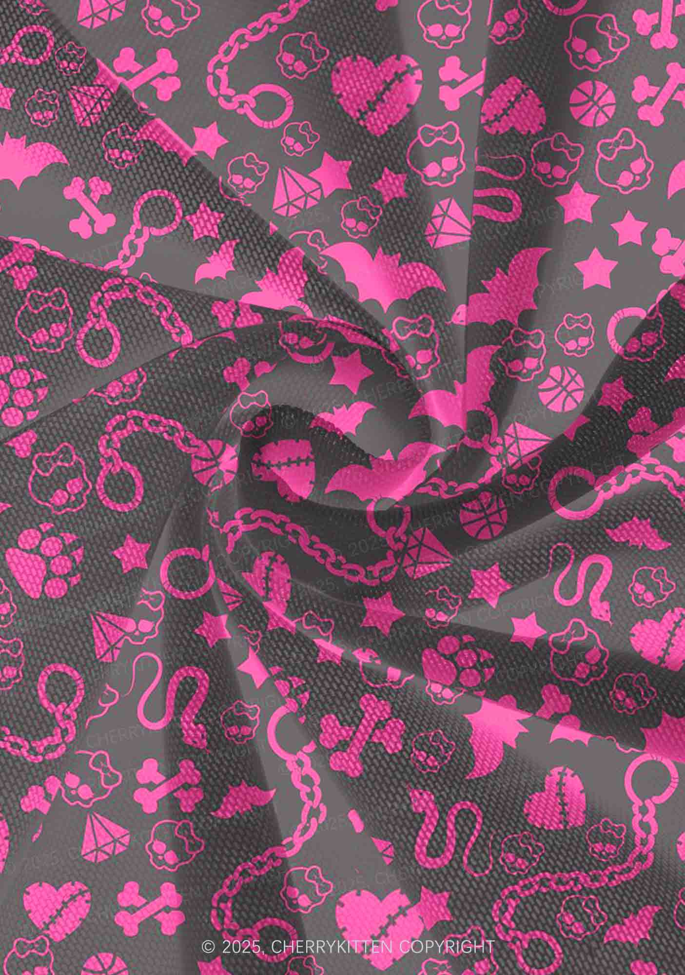 Chains And Bats Valentine's Day Y2K Print Mini Layered Skirt Cherrykitten - Image 3