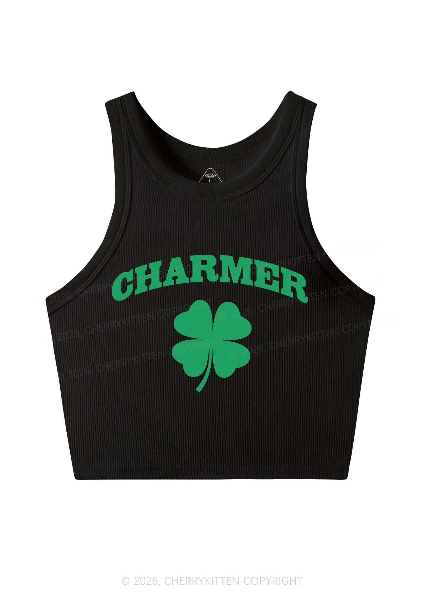 Charmer Shamrock St Patricks Y2K Crop Tank Top Cherrykitten - Image 3