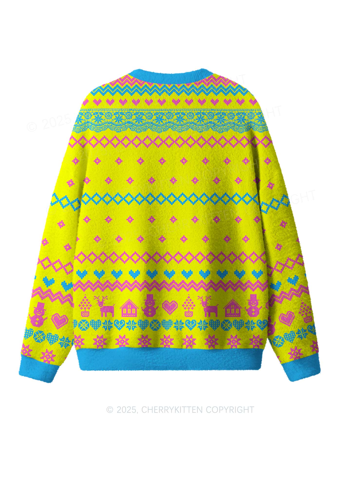 Chat Clown Y2K Christmas Knit Sweatshirt Cherrykitten - Image 2