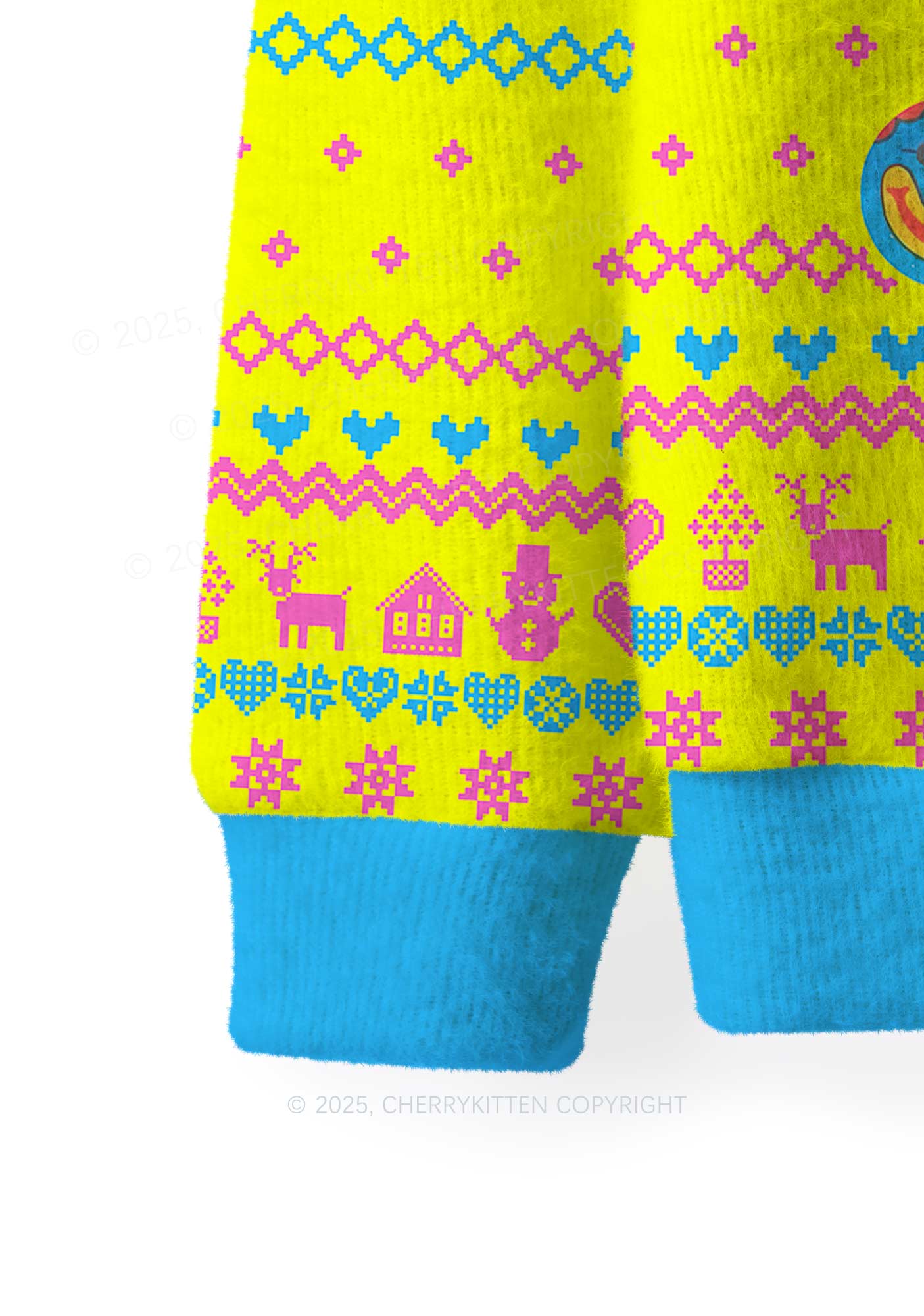 Chat Clown Y2K Christmas Knit Sweatshirt Cherrykitten - Image 4