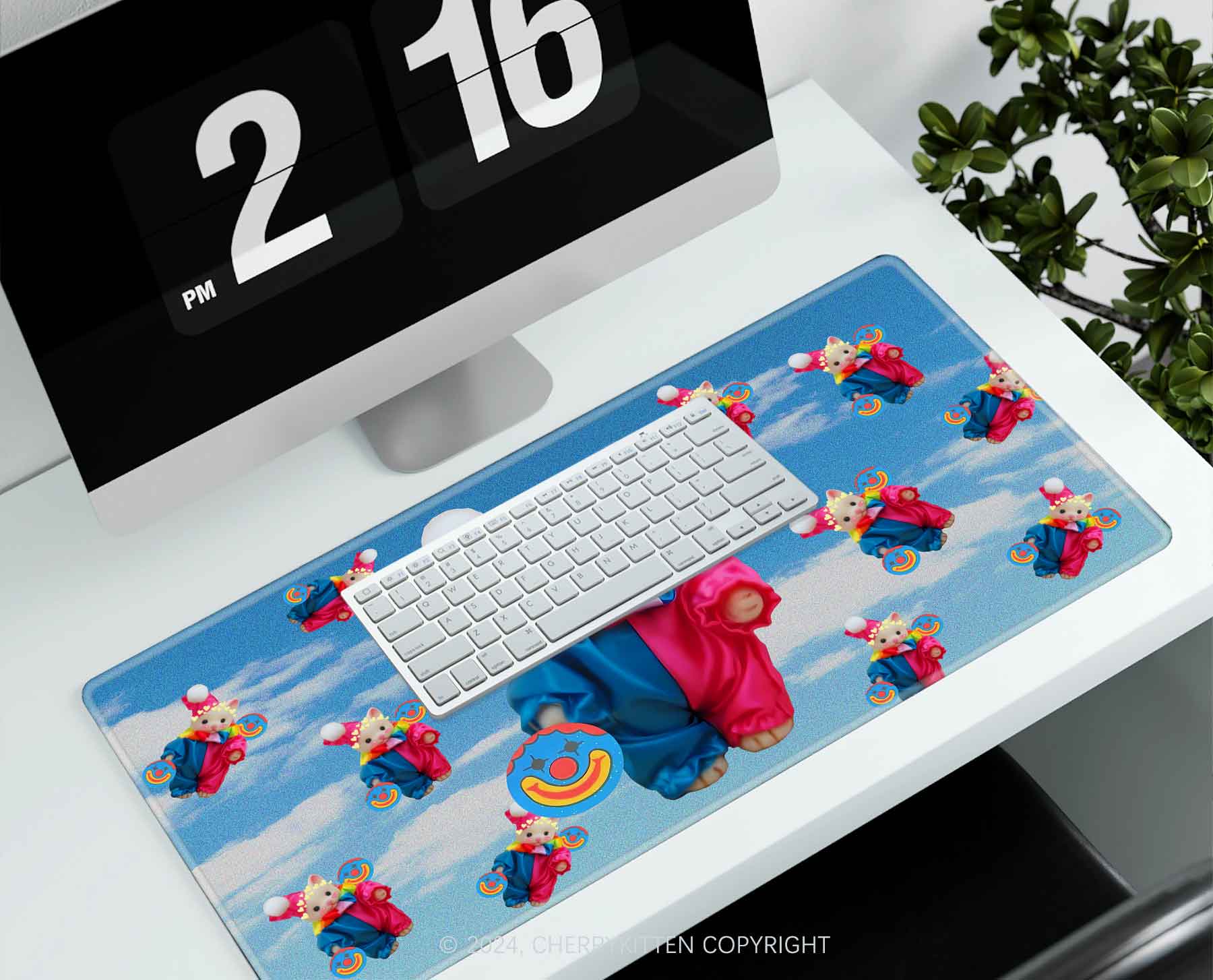 Chat Clown Y2K Desk Mat Cherrykitten - Image 3