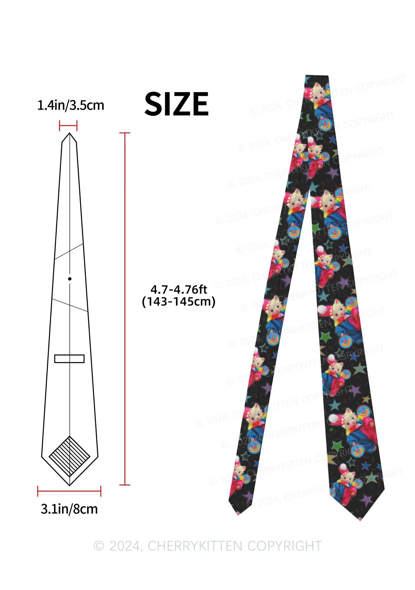 Chat Clown Y2K Necktie Cherrykitten - Image 2