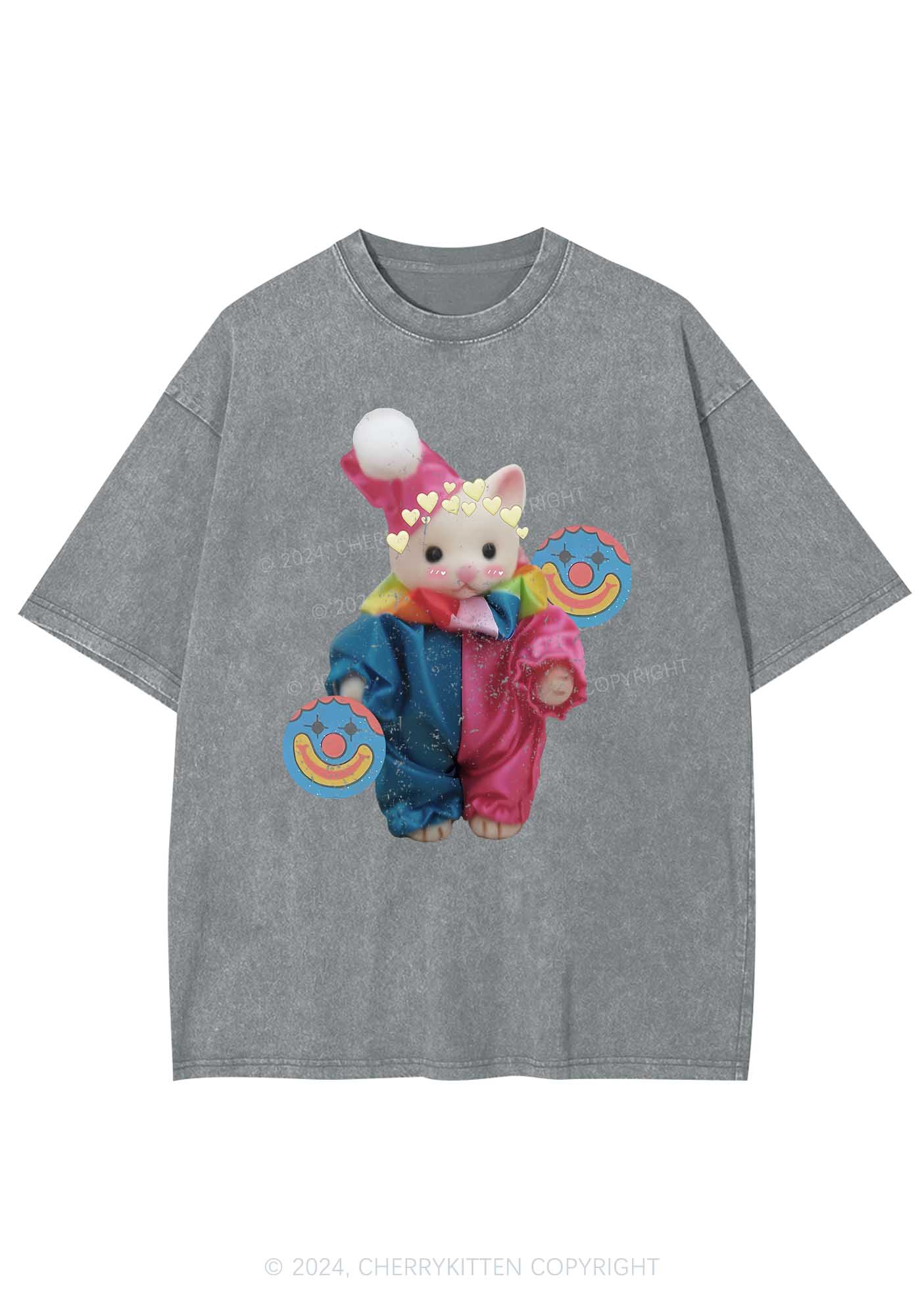 Chat Clown Y2K Washed Tee Cherrykitten - Image 4