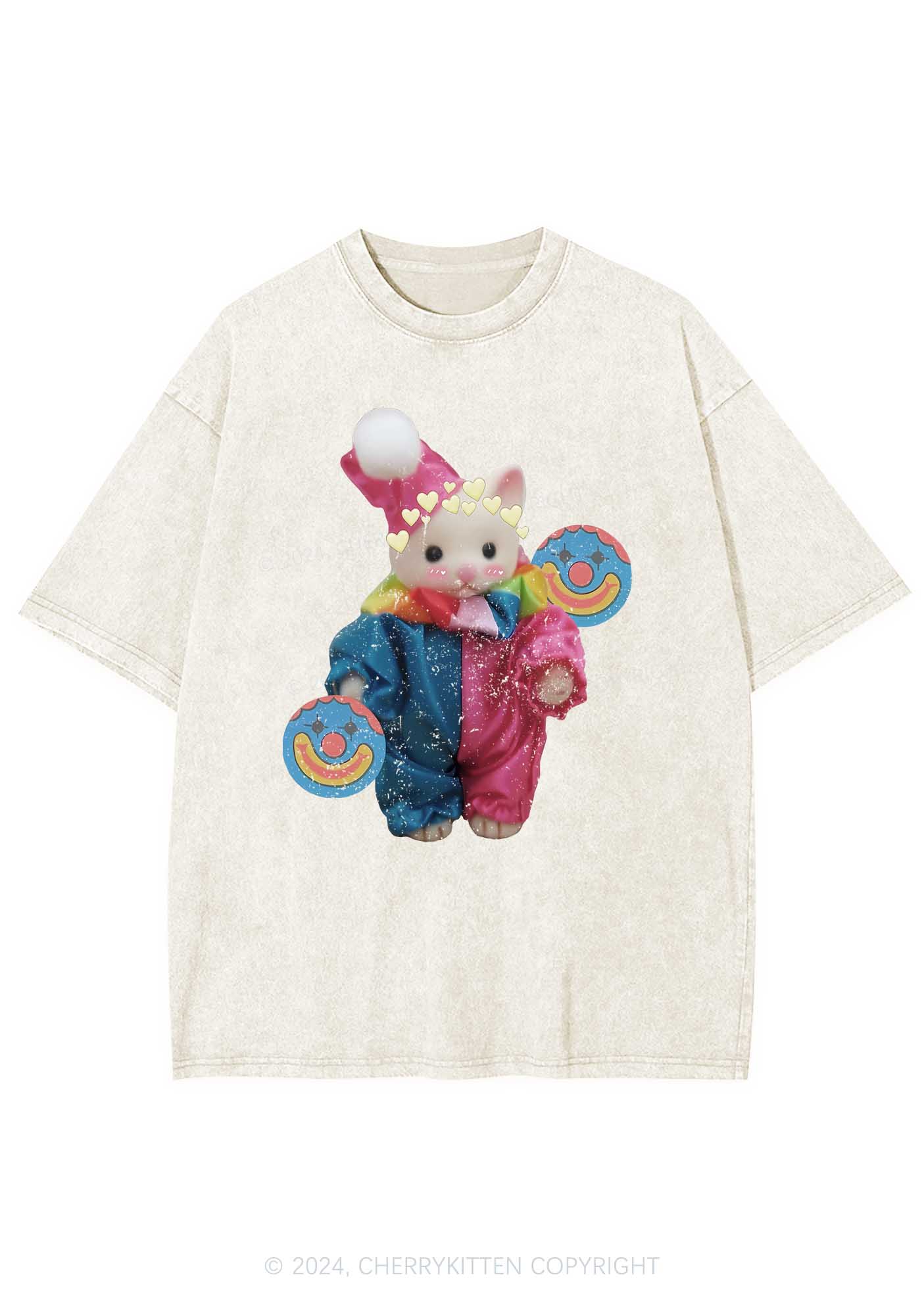 Chat Clown Y2K Washed Tee Cherrykitten - Image 7