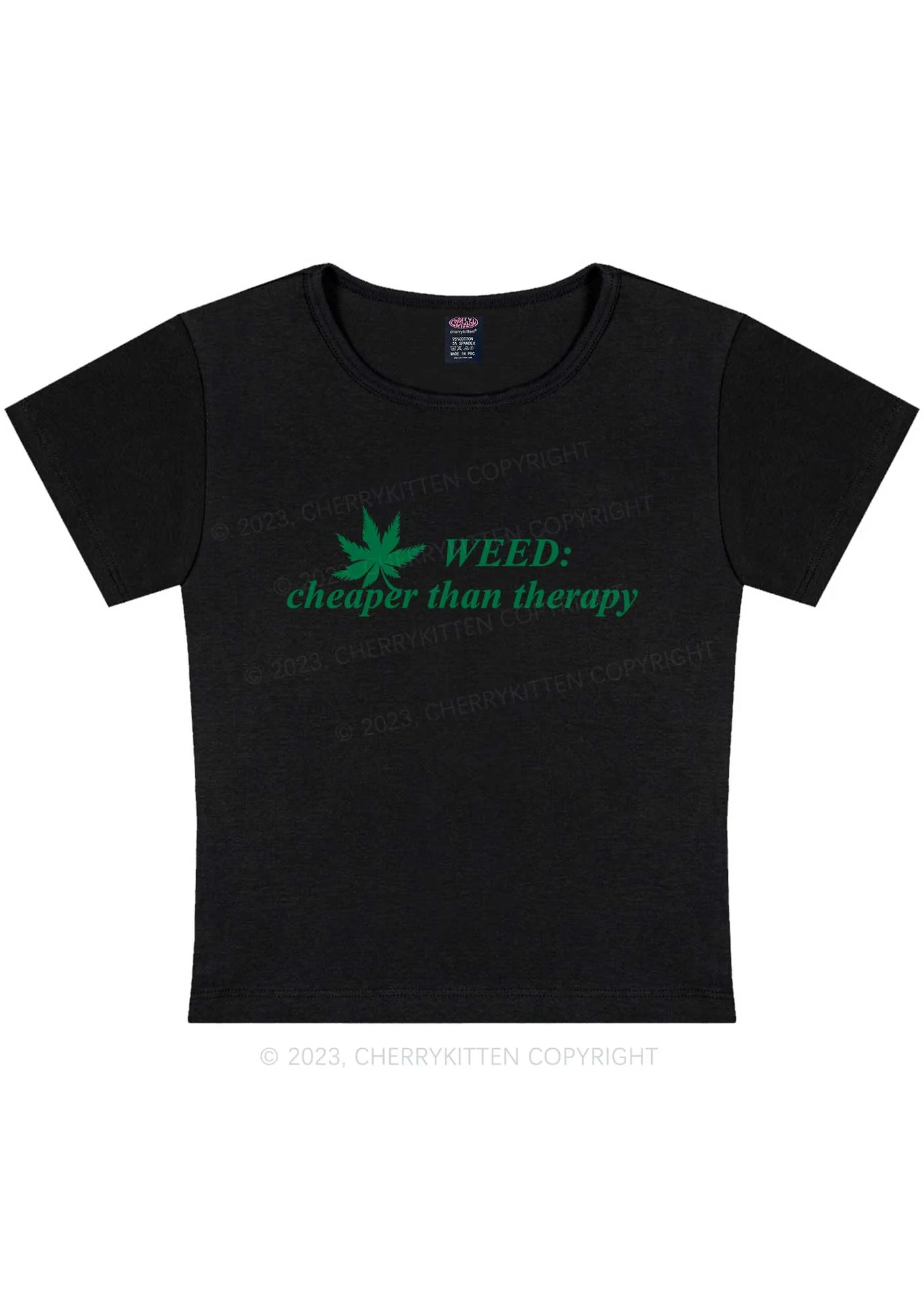 Cheaper Than Therapy Y2K Baby Tee Cherrykitten - Image 3