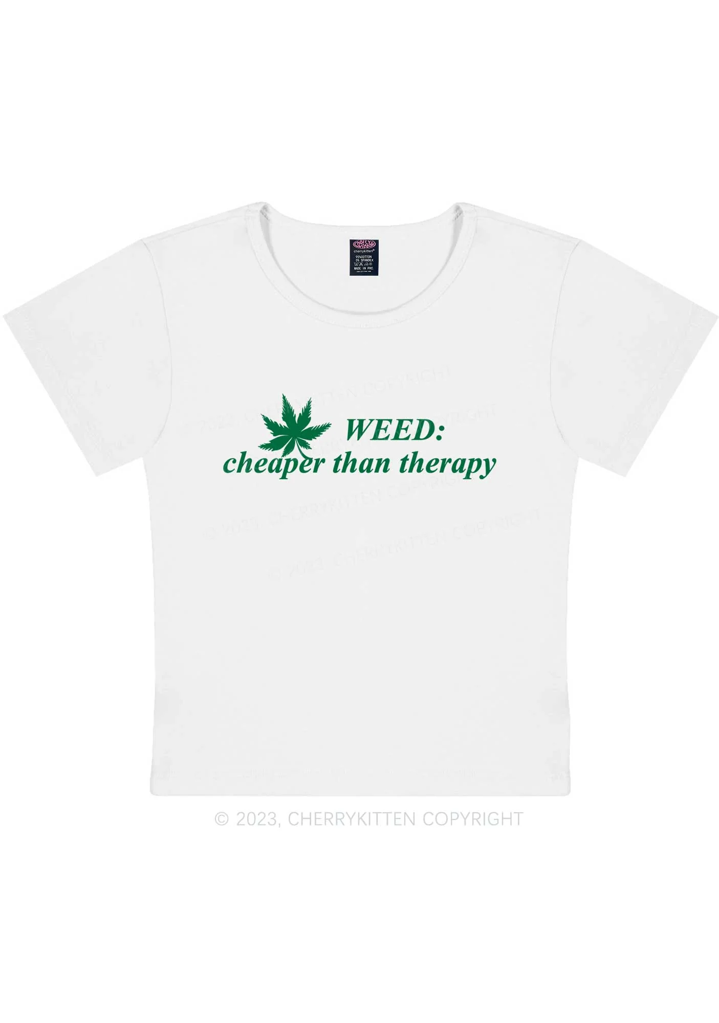 Cheaper Than Therapy Y2K Baby Tee Cherrykitten - Image 4