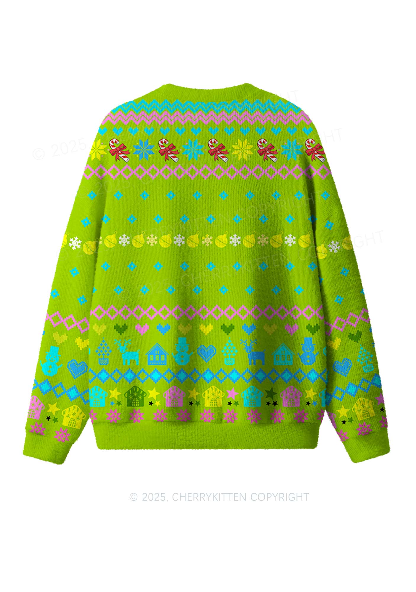 Cheerful Pickles Y2K Christmas Knit Sweatshirt Cherrykitten - Image 2