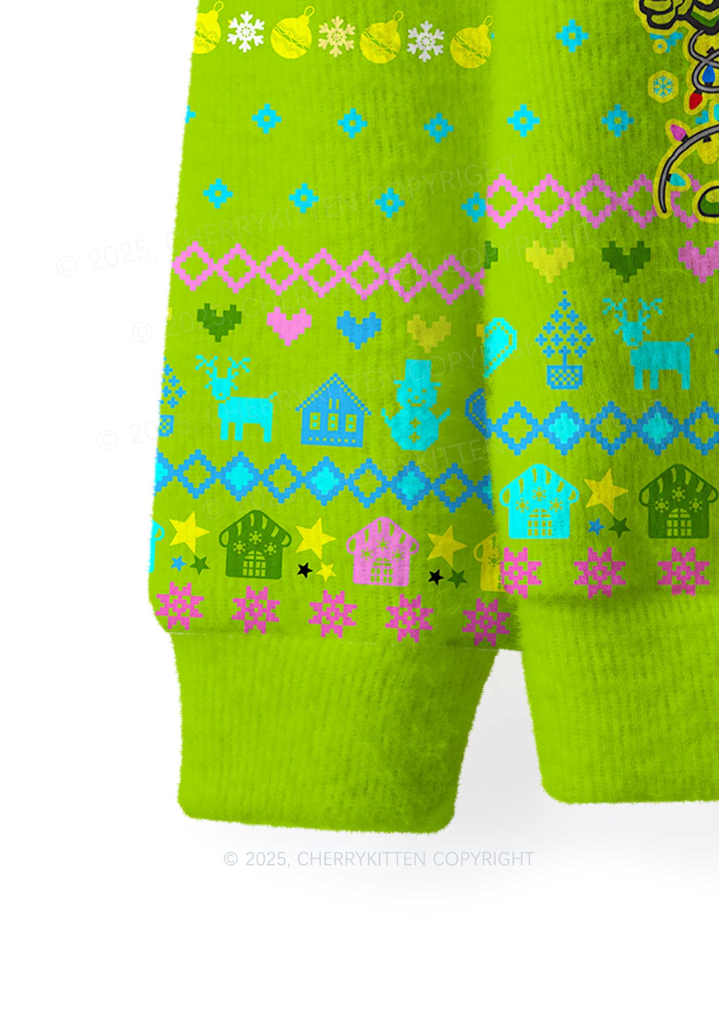Cheerful Pickles Y2K Christmas Knit Sweatshirt Cherrykitten - Image 4