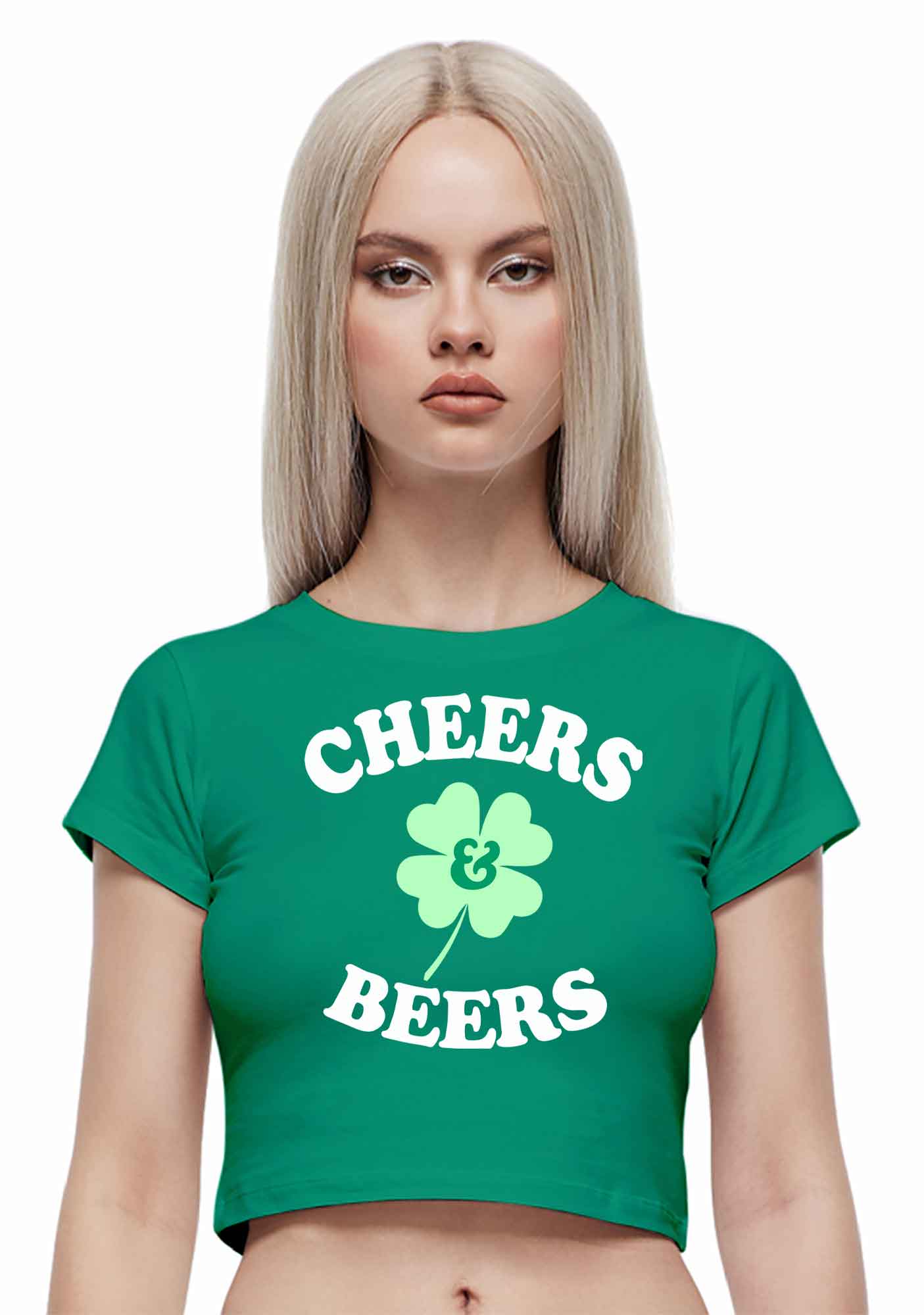 Cheers And Beers St Patricks Y2K Baby Tee Cherrykitten - Image 2