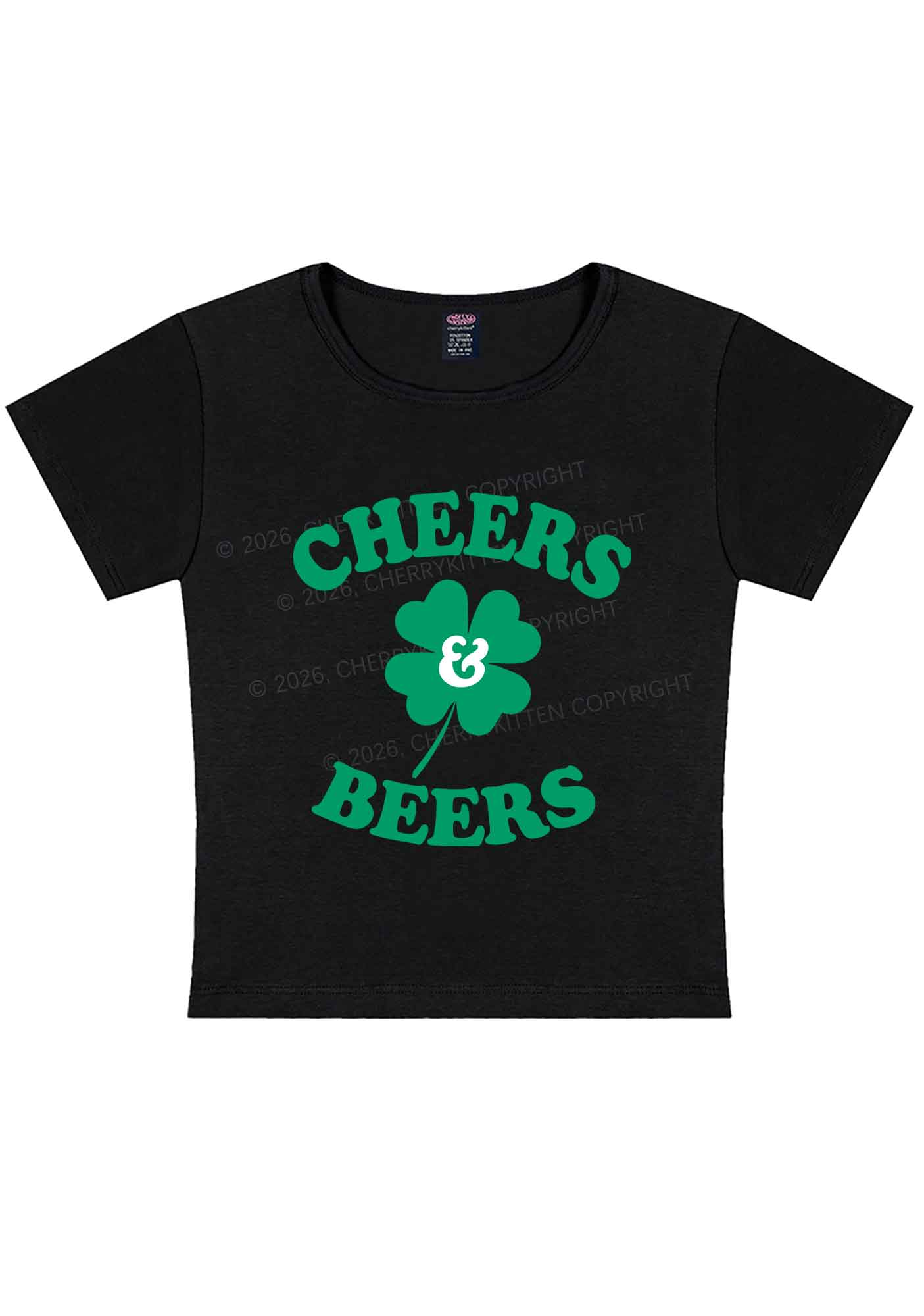 Cheers And Beers St Patricks Y2K Baby Tee Cherrykitten - Image 3