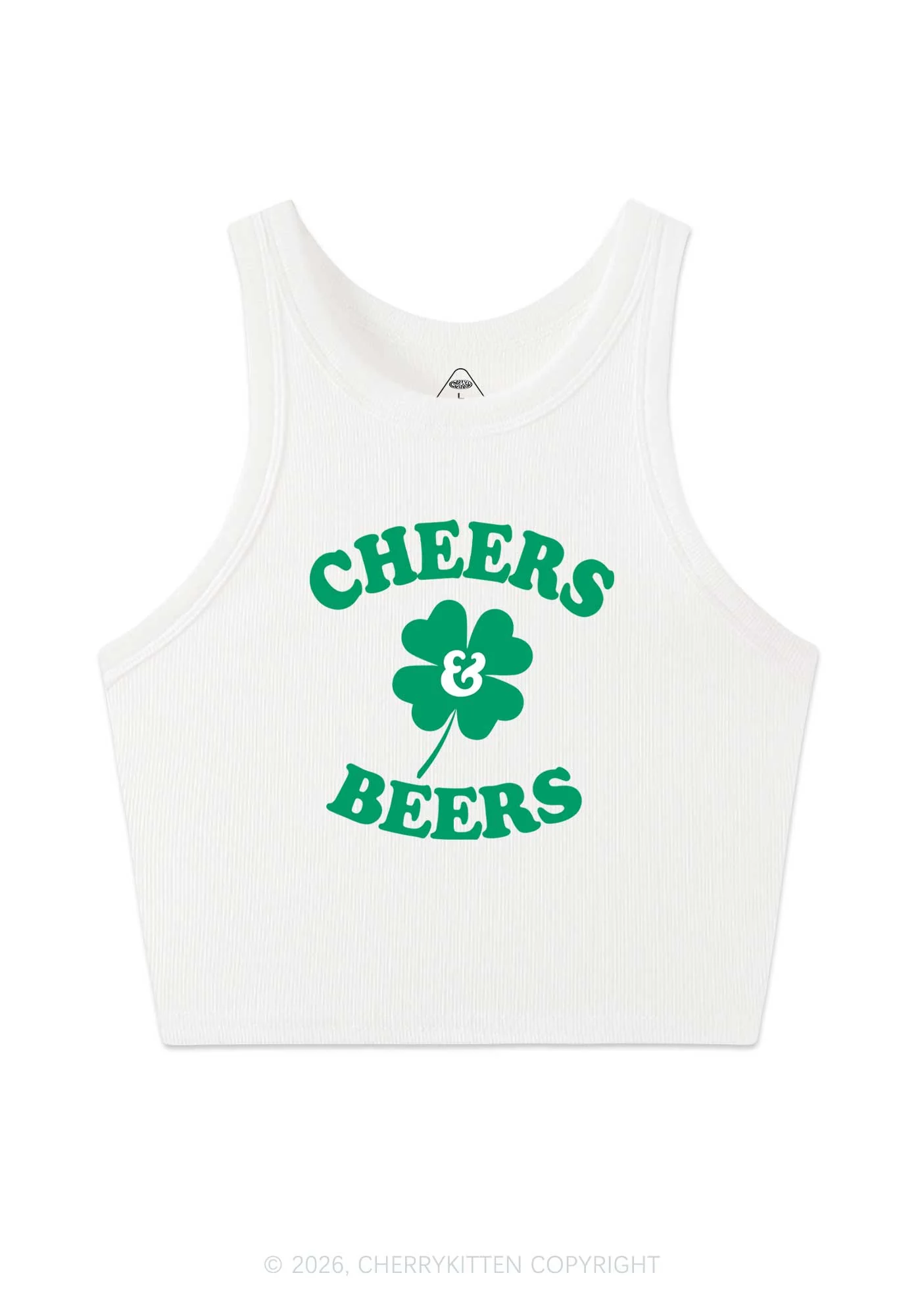 Cheers And Beers St Patricks Y2K Crop Tank Top Cherrykitten - Image 3