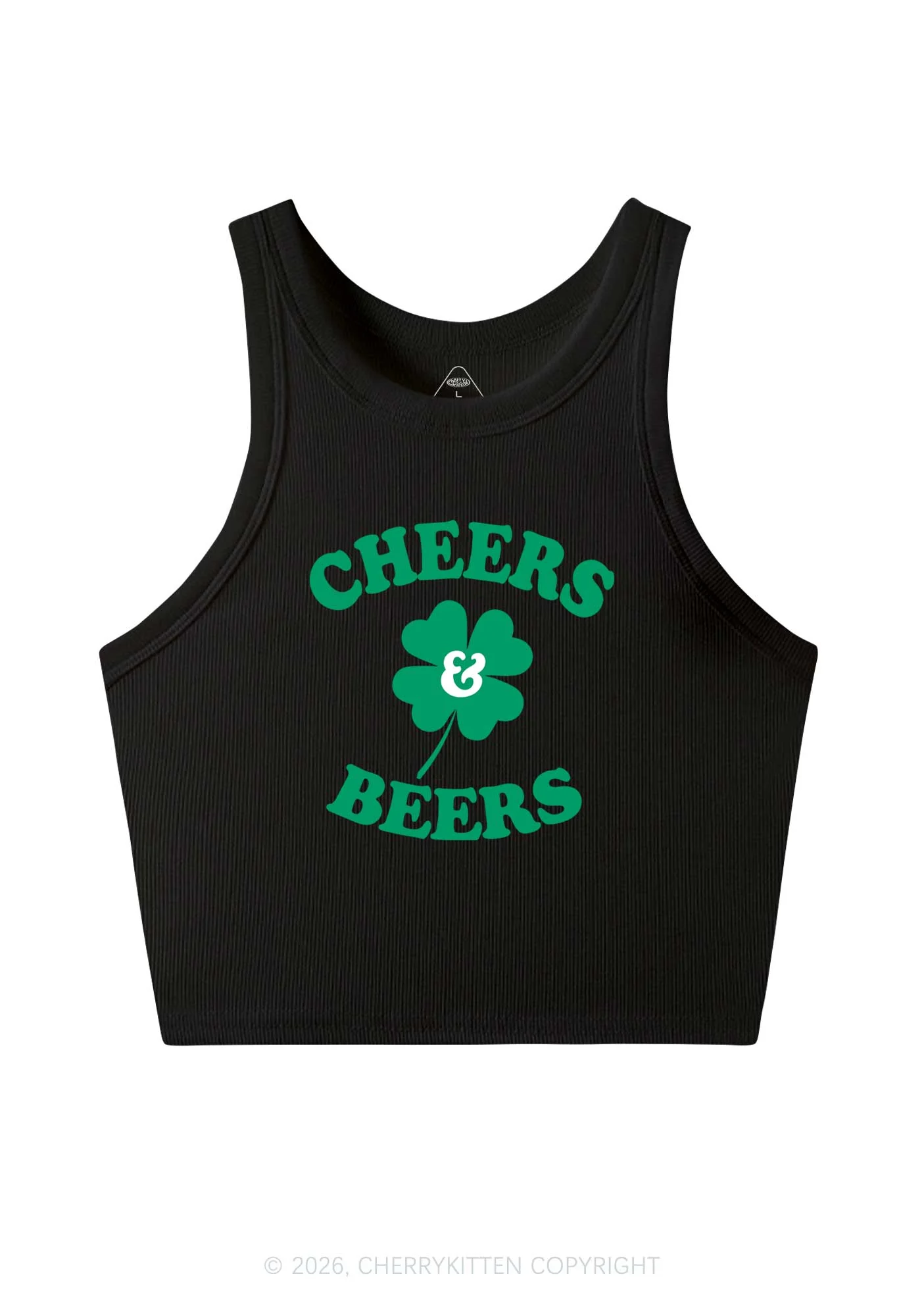 Cheers And Beers St Patricks Y2K Crop Tank Top Cherrykitten - Image 4