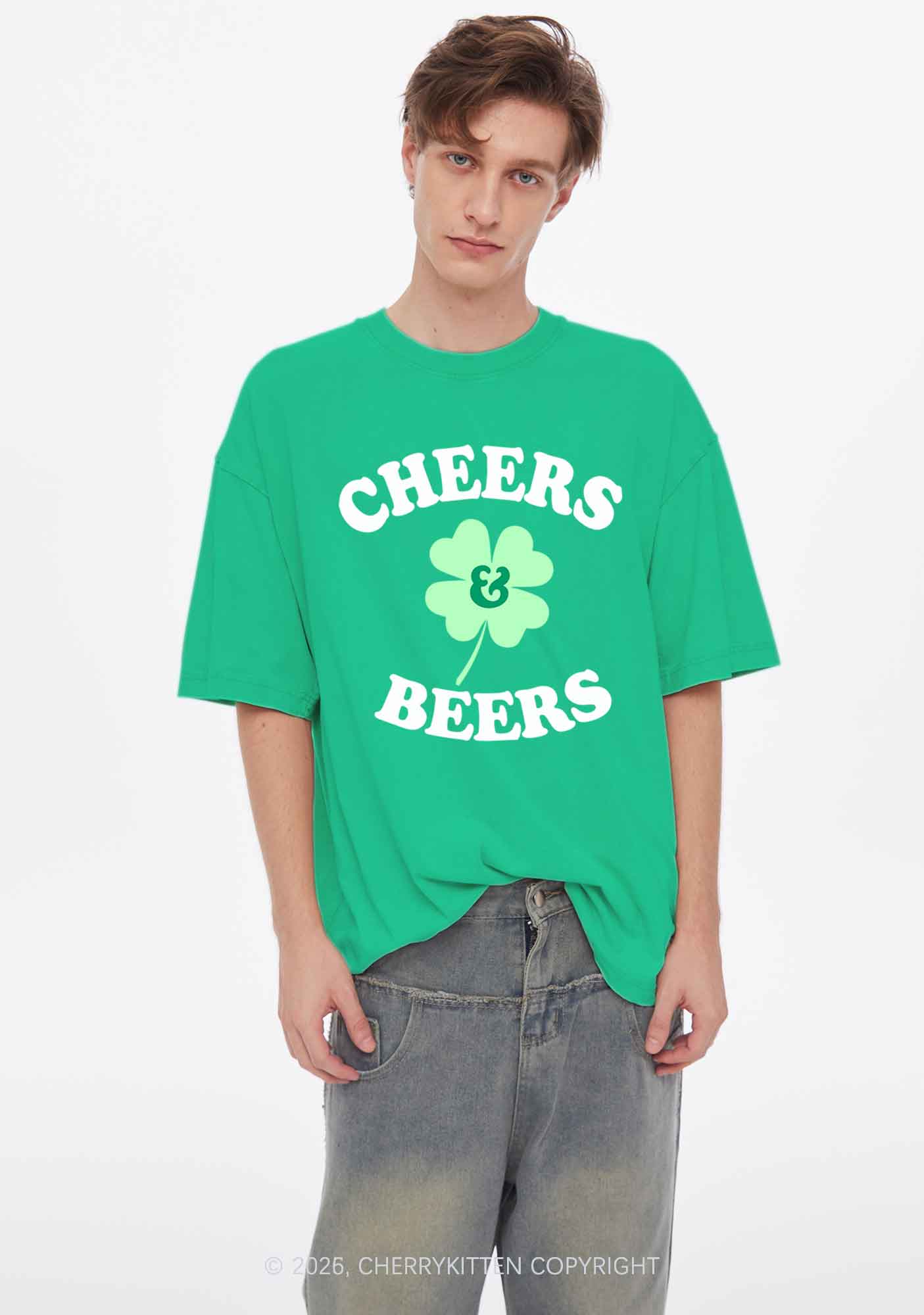 Cheers And Beers St Patricks Y2K Shirts Washed Tee Cherrykitten - Image 2