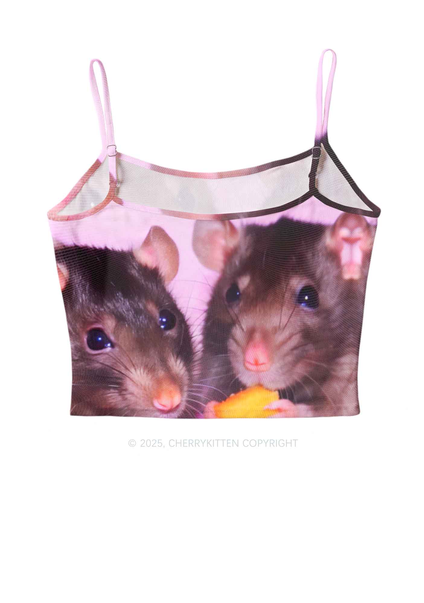 Cheese Rat Y2K Mesh Cami Tank Cherrykitten - Image 2