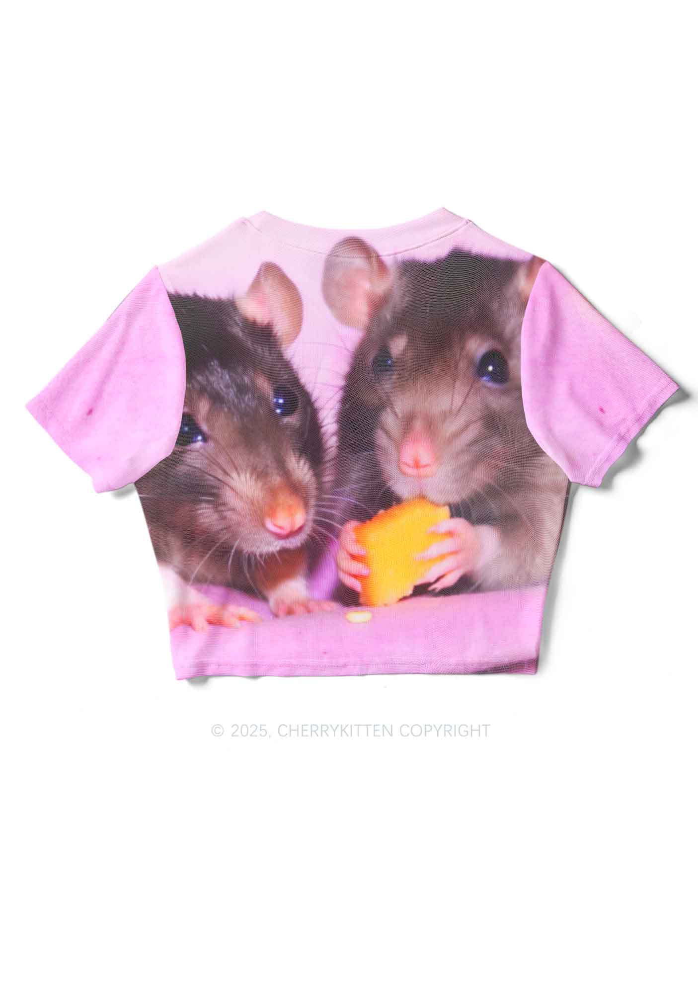 Cheese Rat Y2K Mesh Crop Top Cherrykitten - Image 4