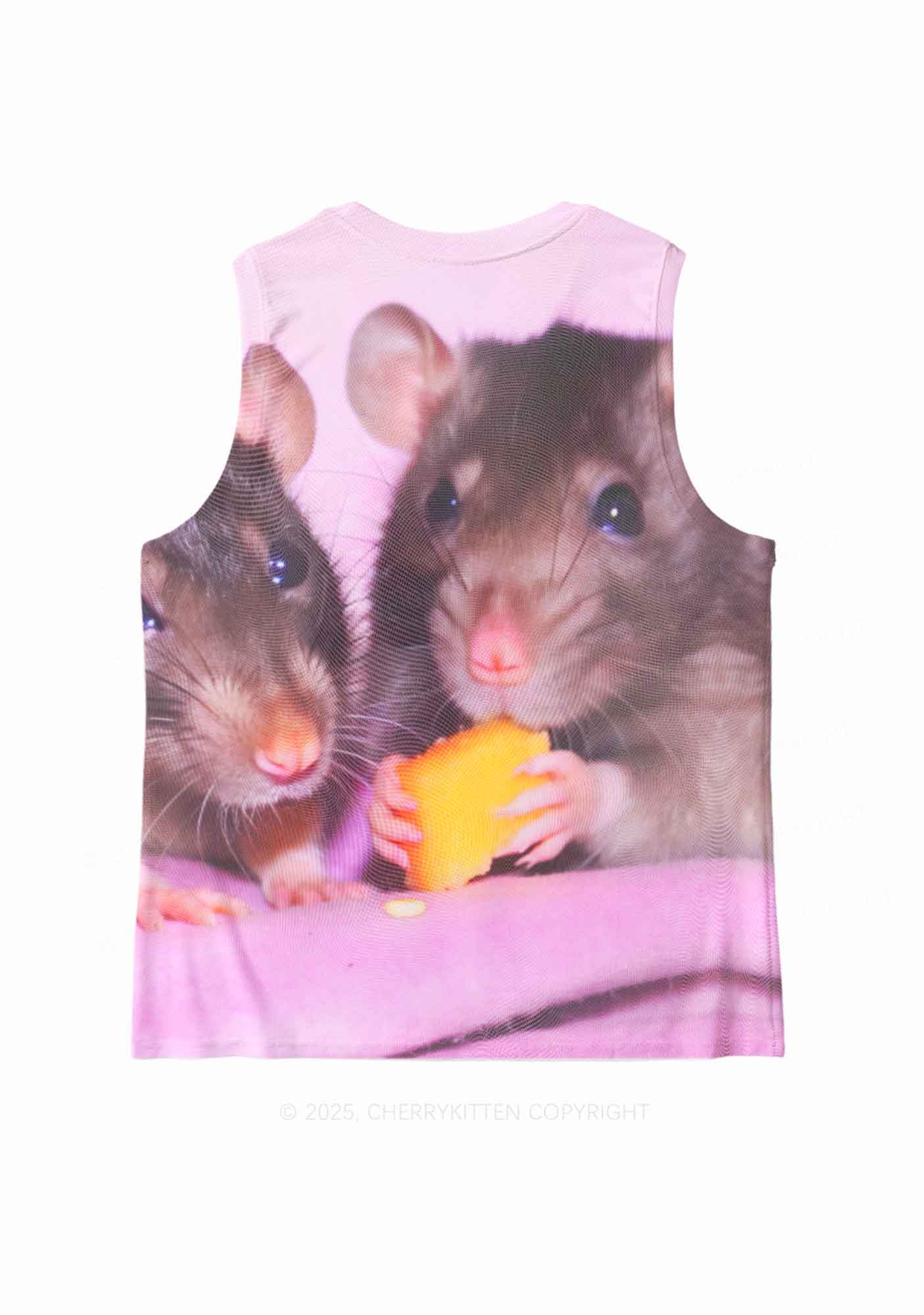 Cheese Rat Y2K Mesh Muscle Tank Cherrykitten - Image 3