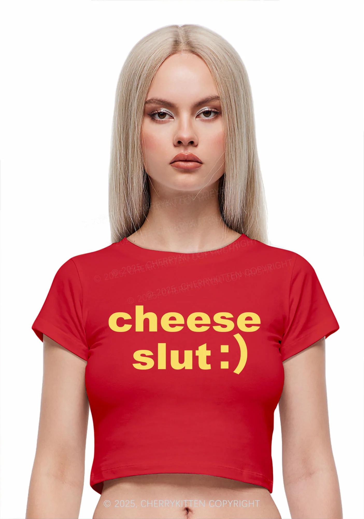 Cheese Slxt Y2K Baby Tee Cherrykitten - Image 2