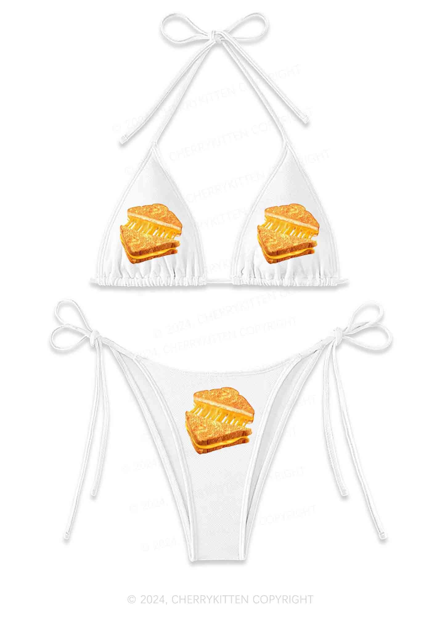 Cheese Toast Y2K Halter Triangle Bikini Set Cherrykitten - Image 3