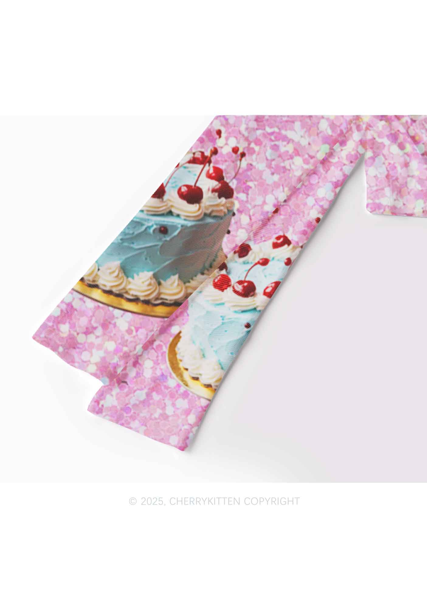 Cherry Cakes Y2K Mesh Long Sleeve Crop Top Cherrykitten - Image 4
