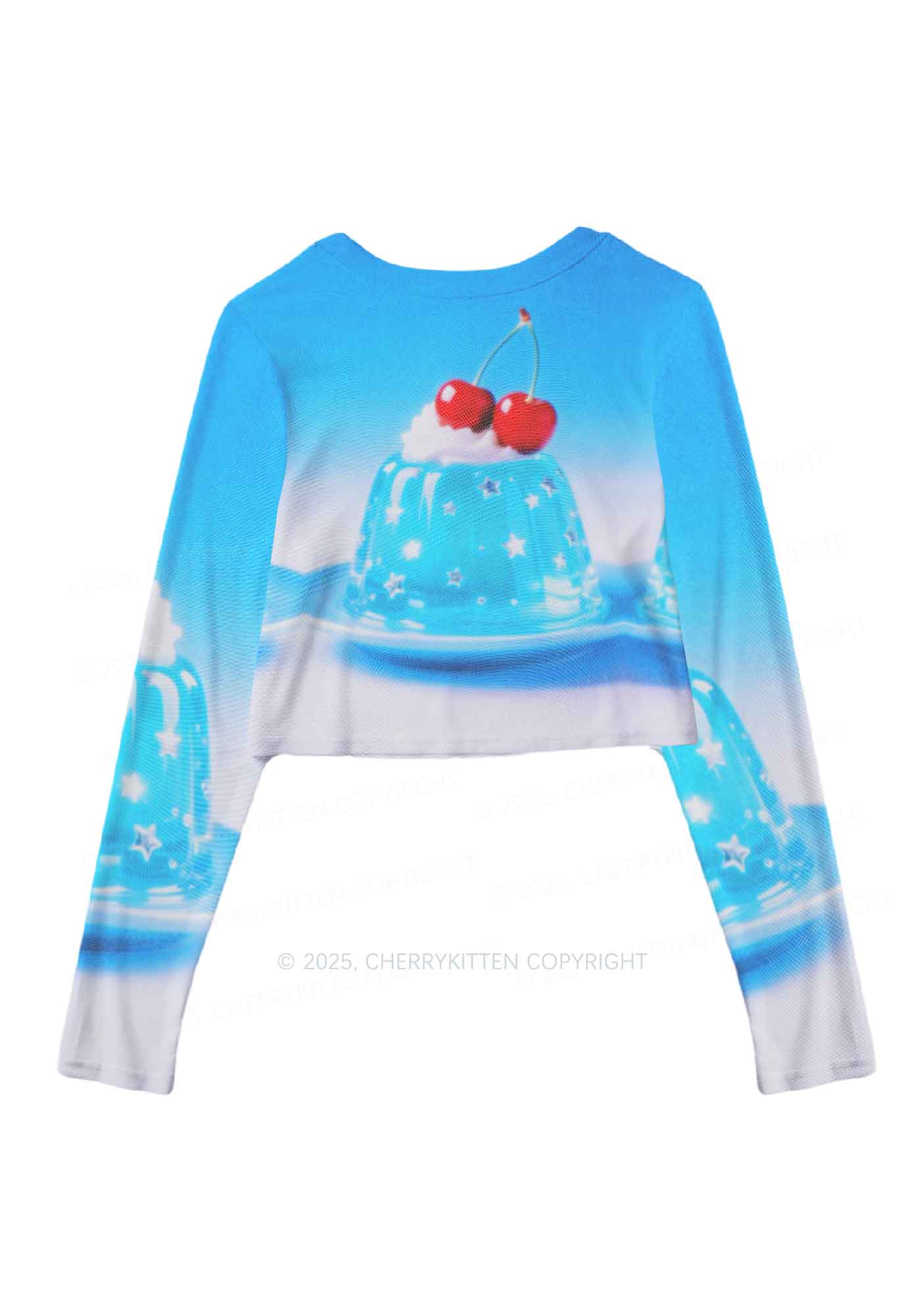 Cherry Jelly Y2K Mesh Long Sleeve Crop Top Cherrykitten - Image 3
