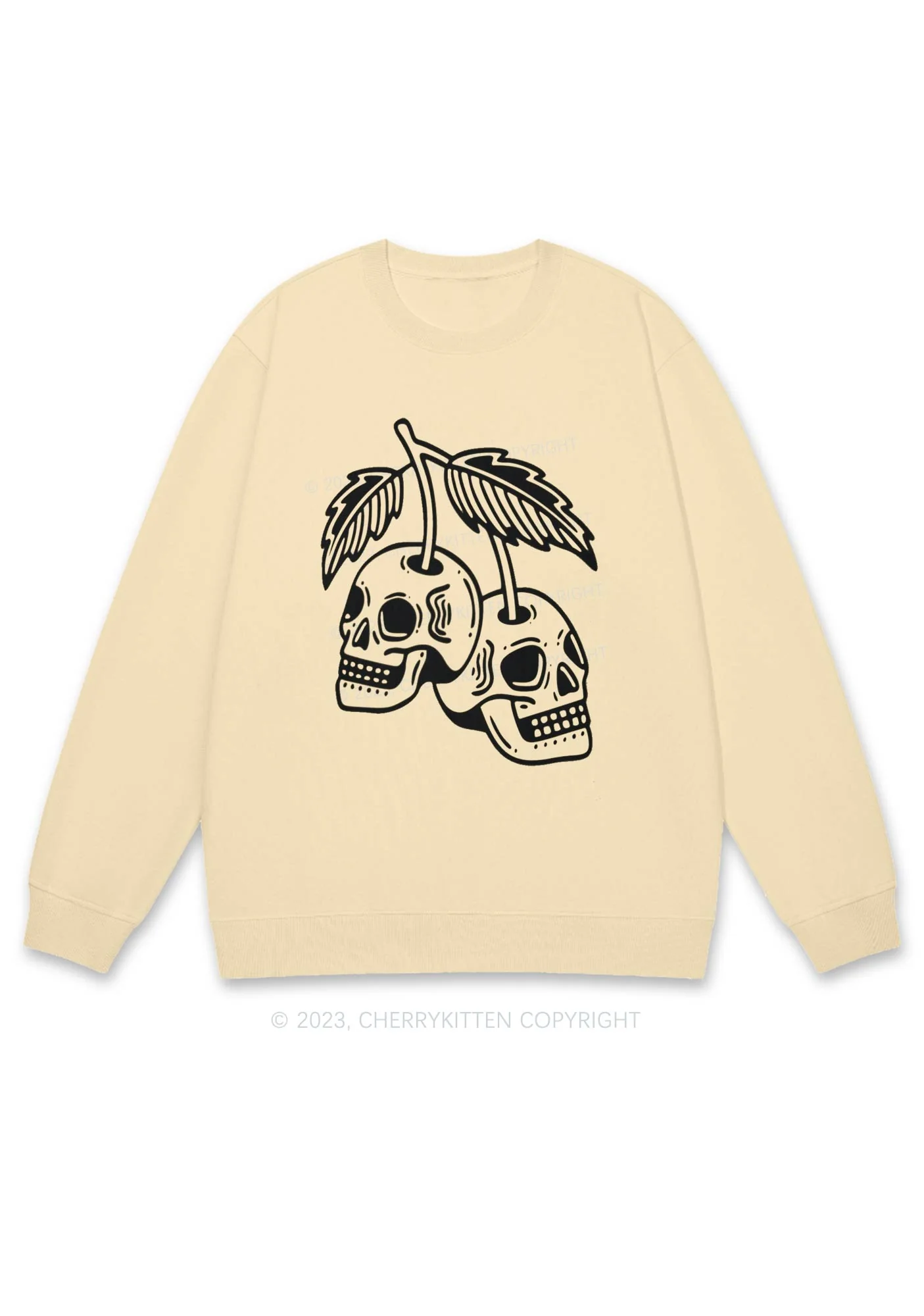 Cherry Skulls Halloween Y2K Sweatshirt Cherrykitten - Image 4