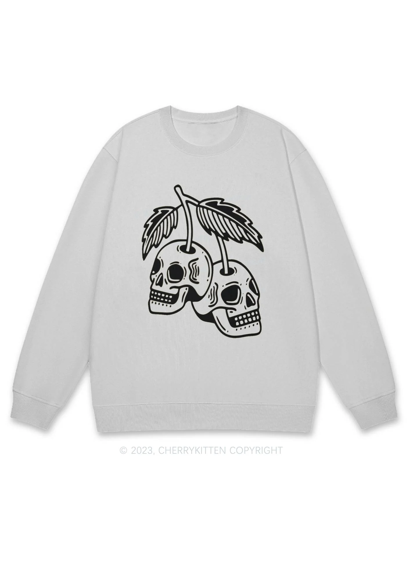 Cherry Skulls Halloween Y2K Sweatshirt Cherrykitten - Image 5