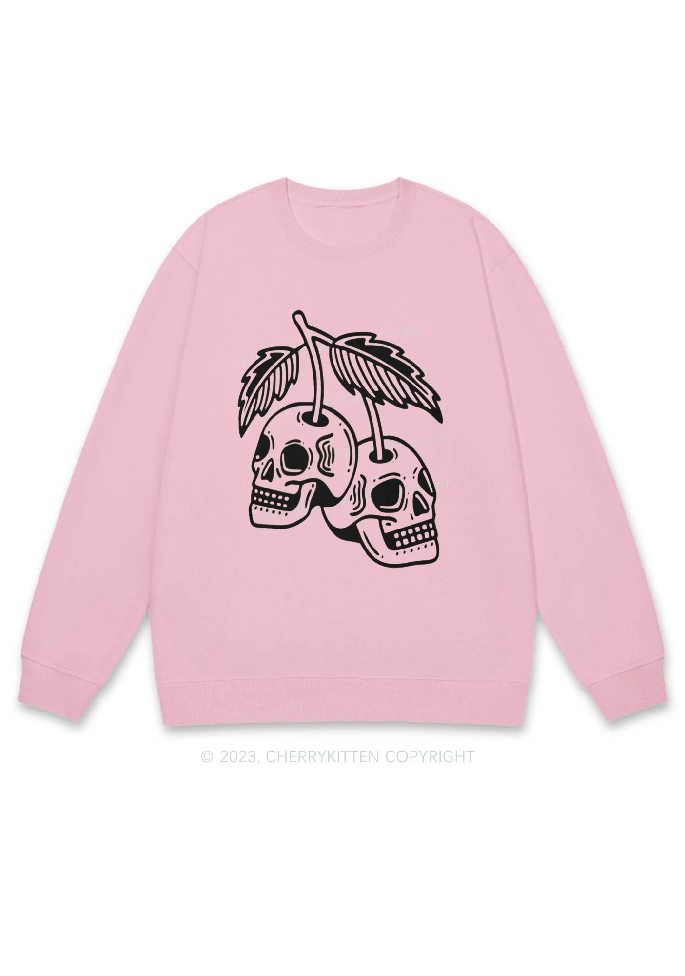 Cherry Skulls Halloween Y2K Sweatshirt Cherrykitten - Image 6