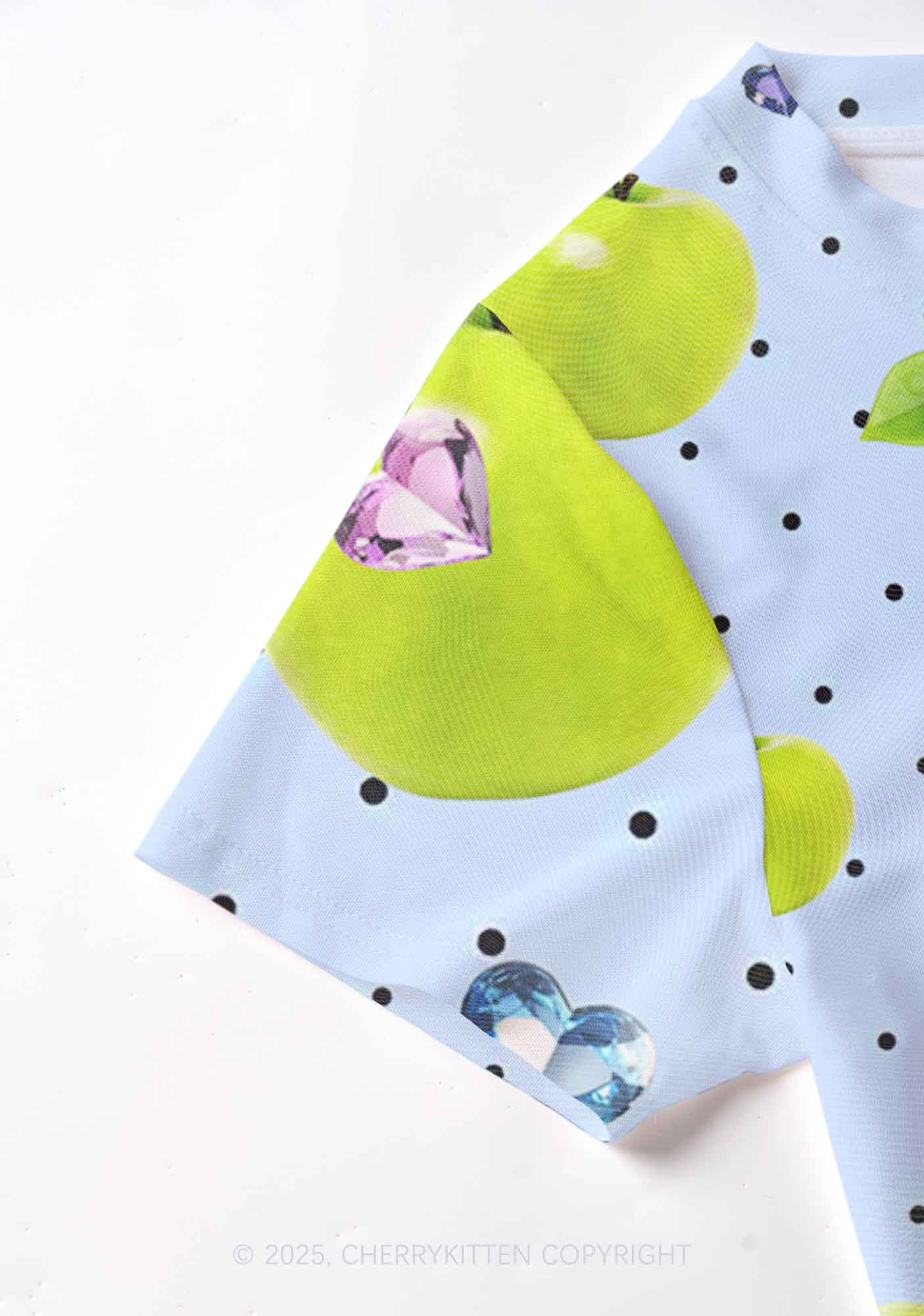 Chic Green Apple Y2K Mesh Crop Top Cherrykitten - Image 4